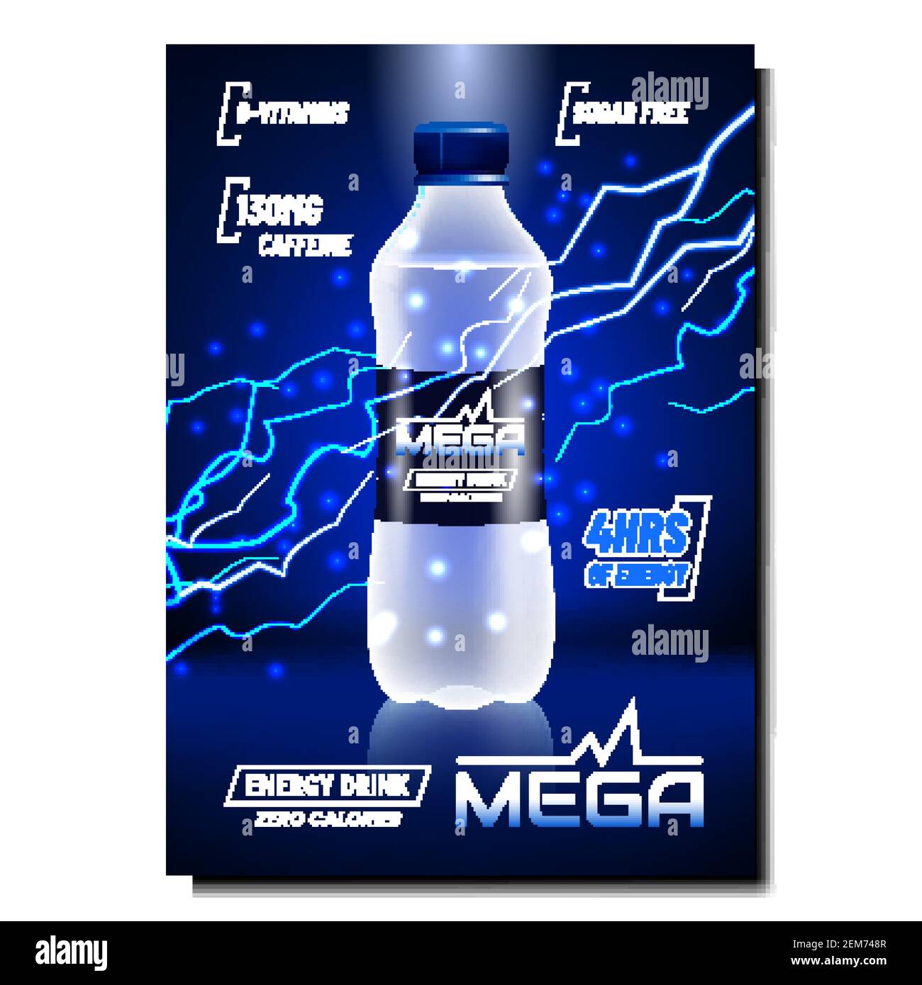 Mega Energy Drink Creative Promotion Banner Vector Stock Vector Image