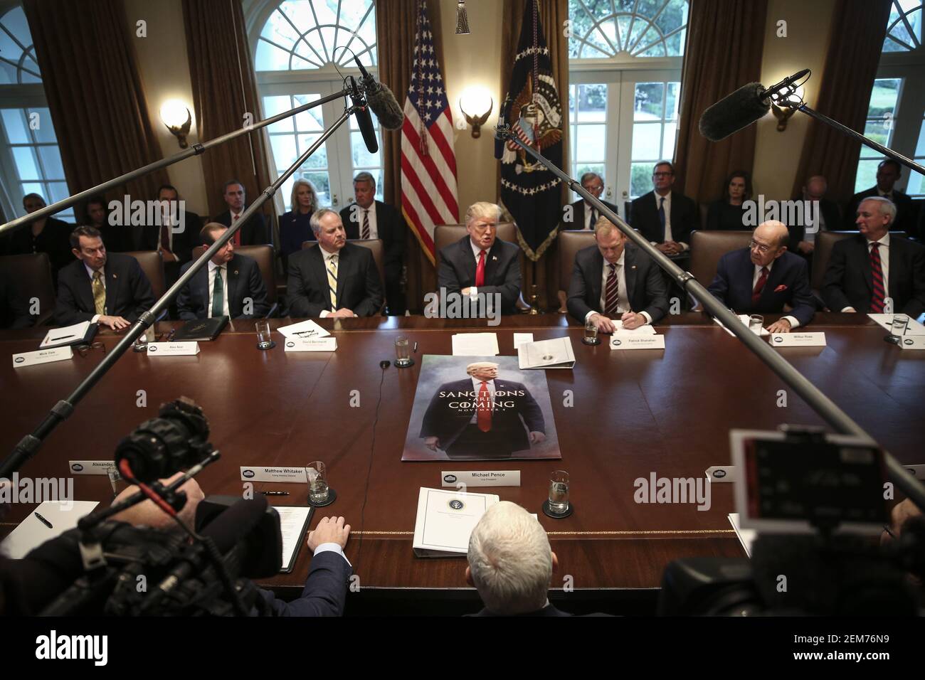 President Donald Trump speaks during a Cabinet Meeting in the Cabinet ...
