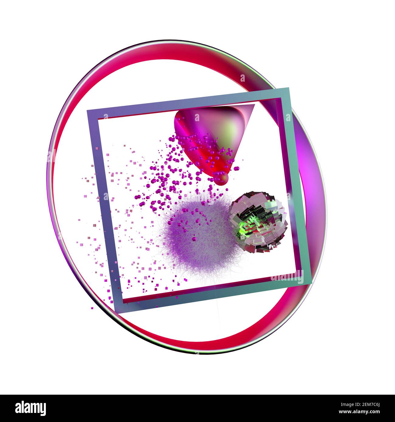 Abstract shapes in a round and square frame isolated on white ...