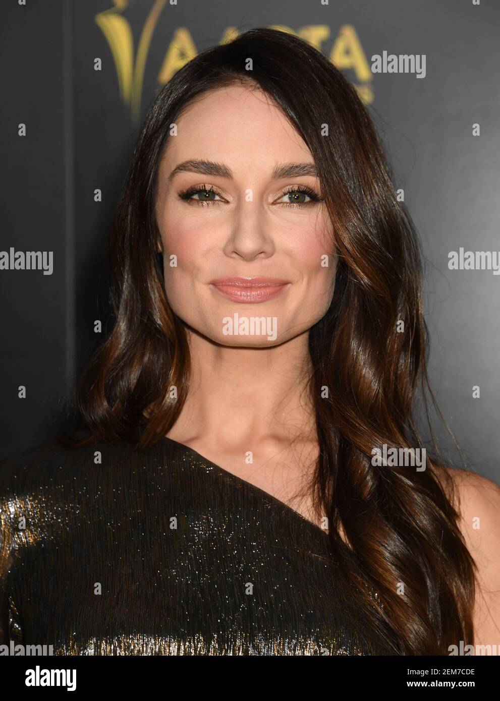 Mallory Jansen arrives to the 2019 AACTA Awards, held at the Sky Bar in