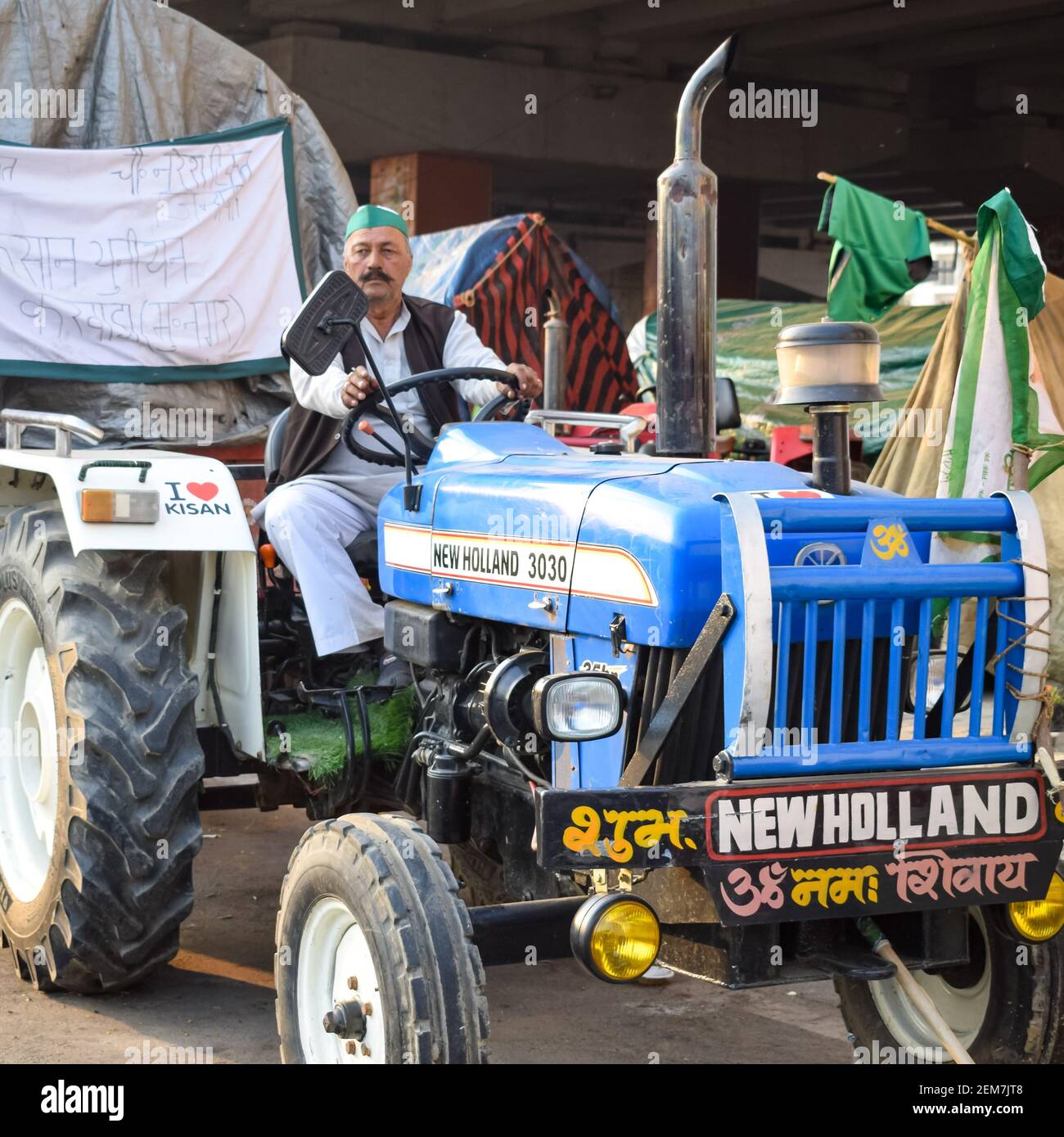 New Delhi, India December 25 2020 Farmer Tractors parked at Delhi