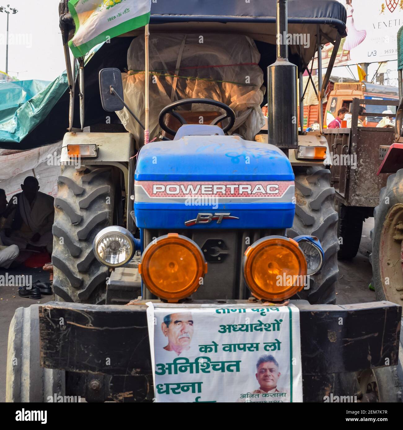 New Delhi, India December 25 2020 Farmer Tractors parked at Delhi