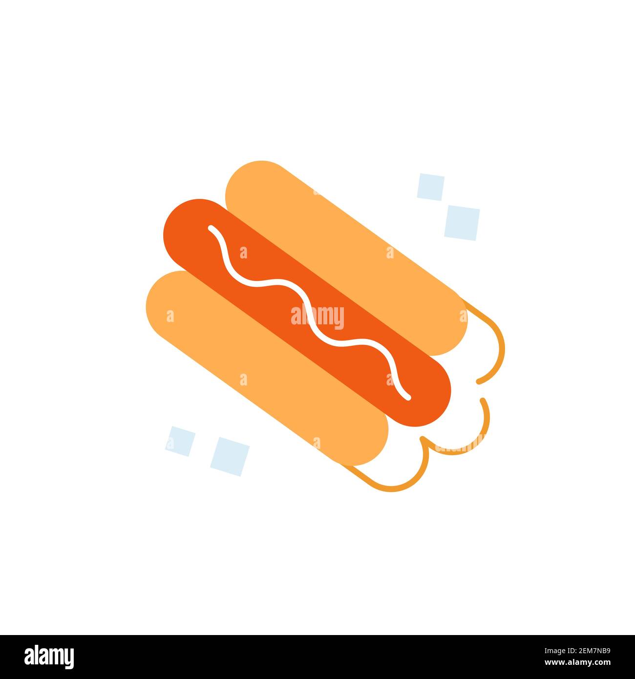 Hot dog flat design logo icon vector isolated on white. Stock Vector