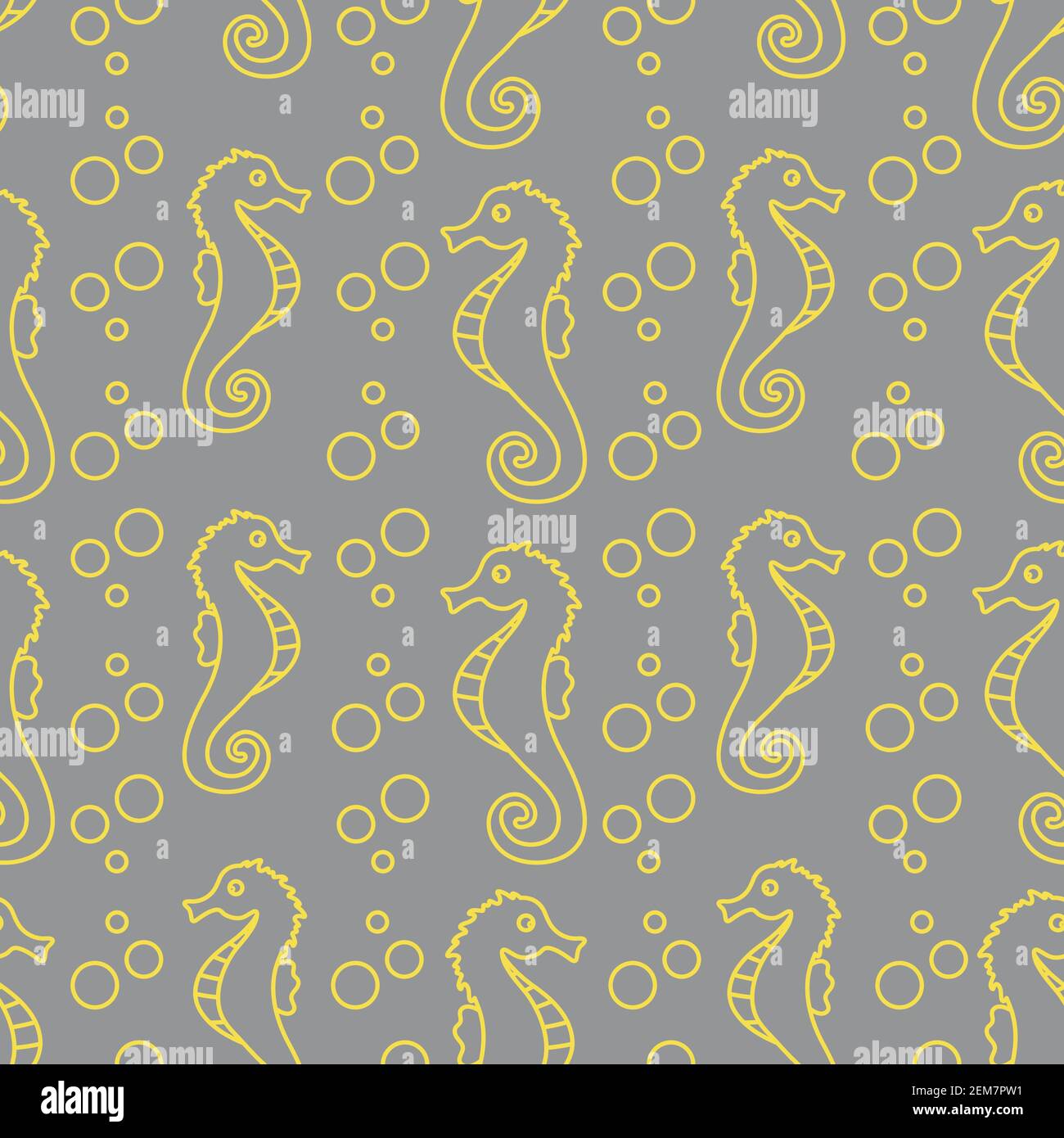 Vector seamless pattern with sea horses and bubbles. Marine background ...