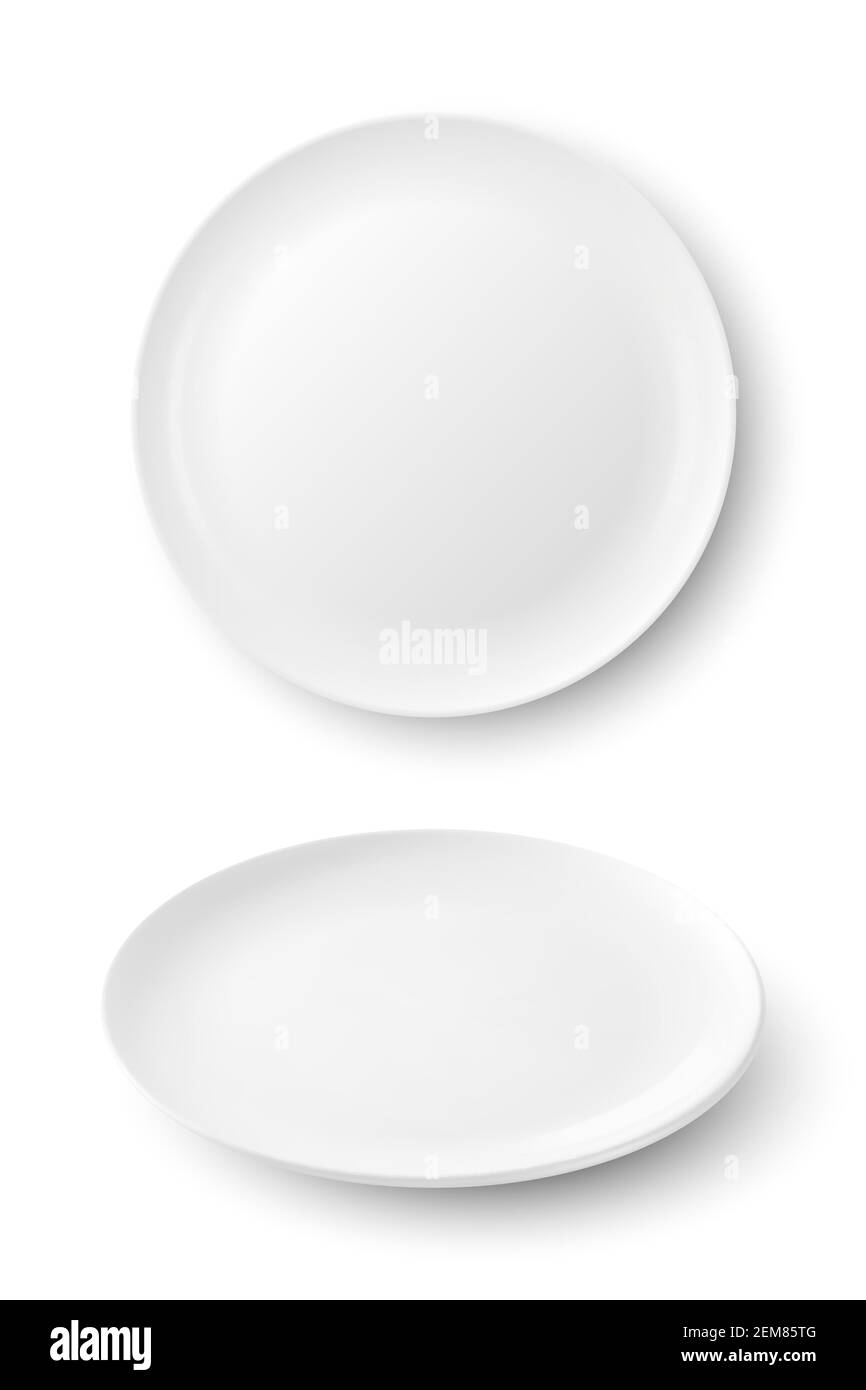 Vector 3d Realistic White Food Empty and Blank Porcelain Ceramic Plate ...