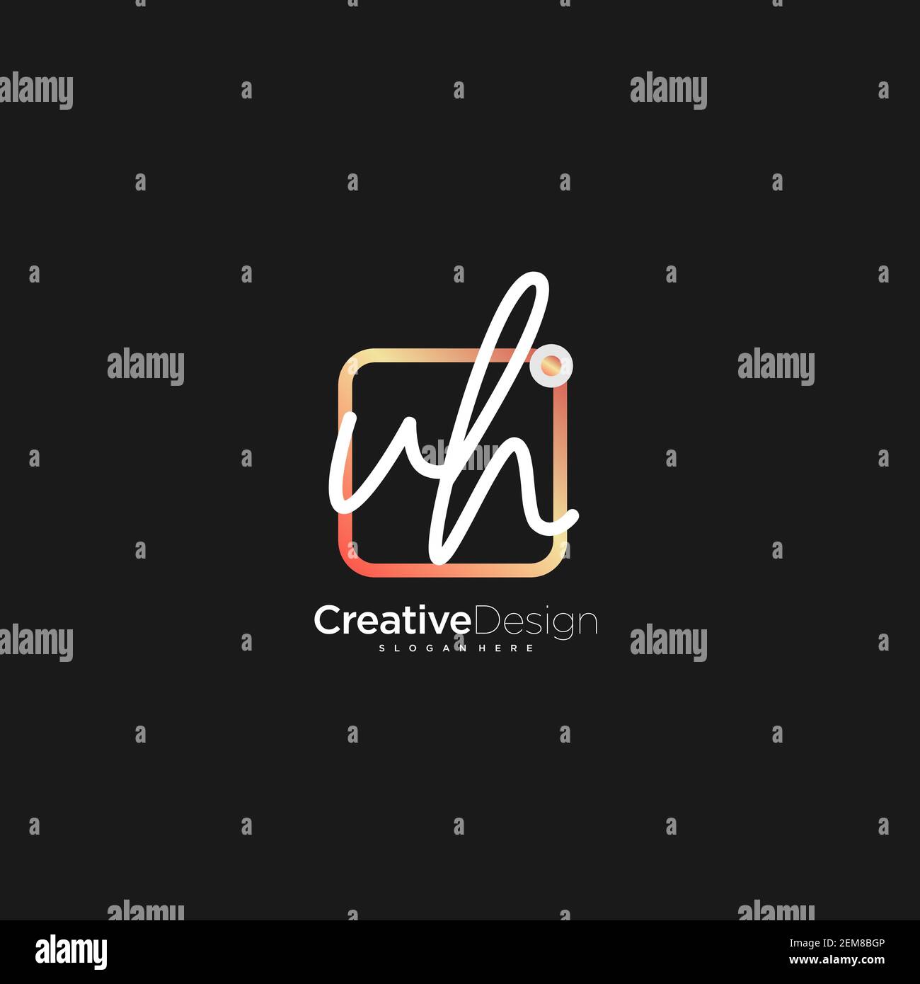 VH Initial Letter handwriting logo hand drawn colorful box vector, logo ...