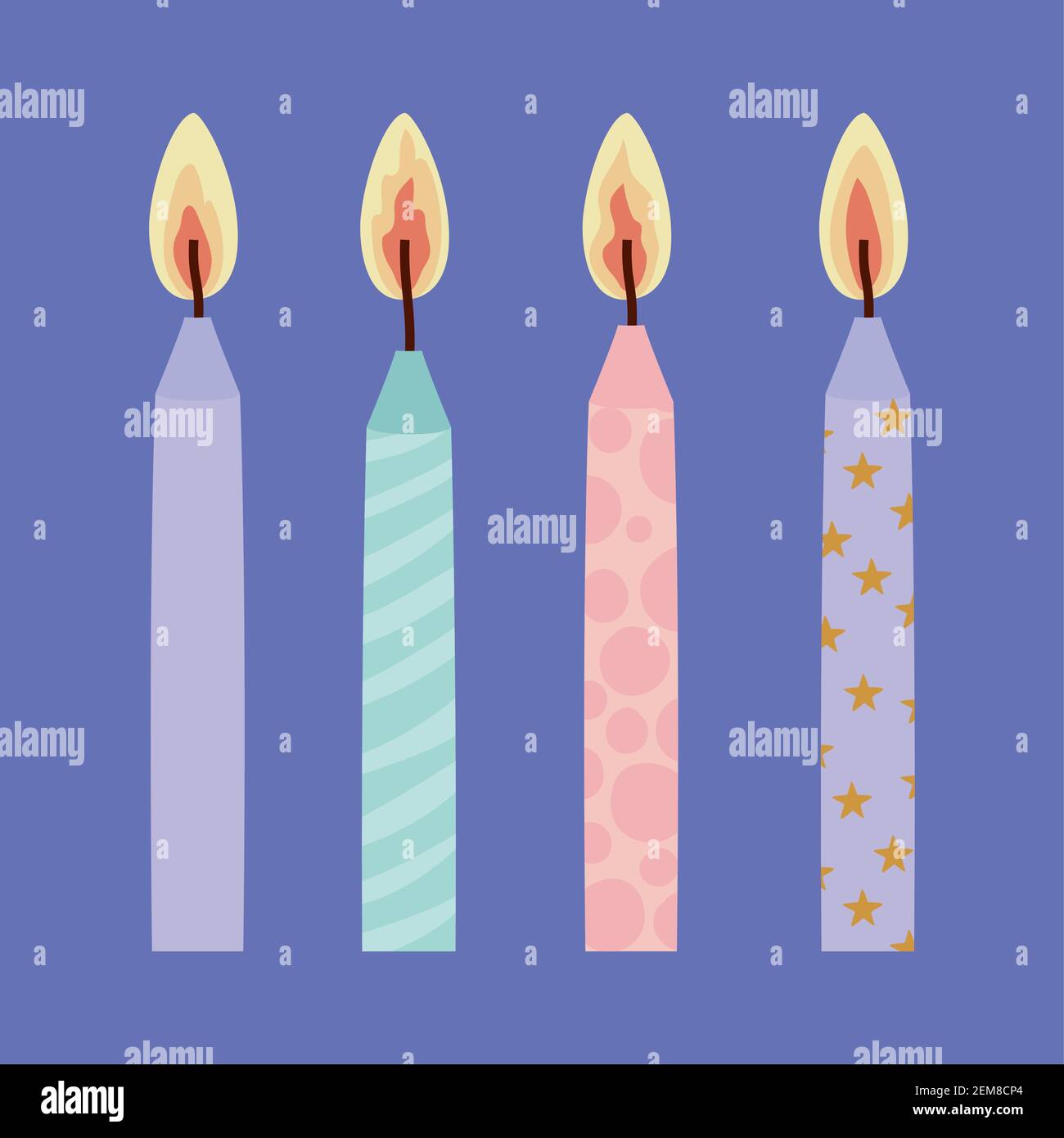 set of birthday candles on a purple background Stock Vector Image & Art