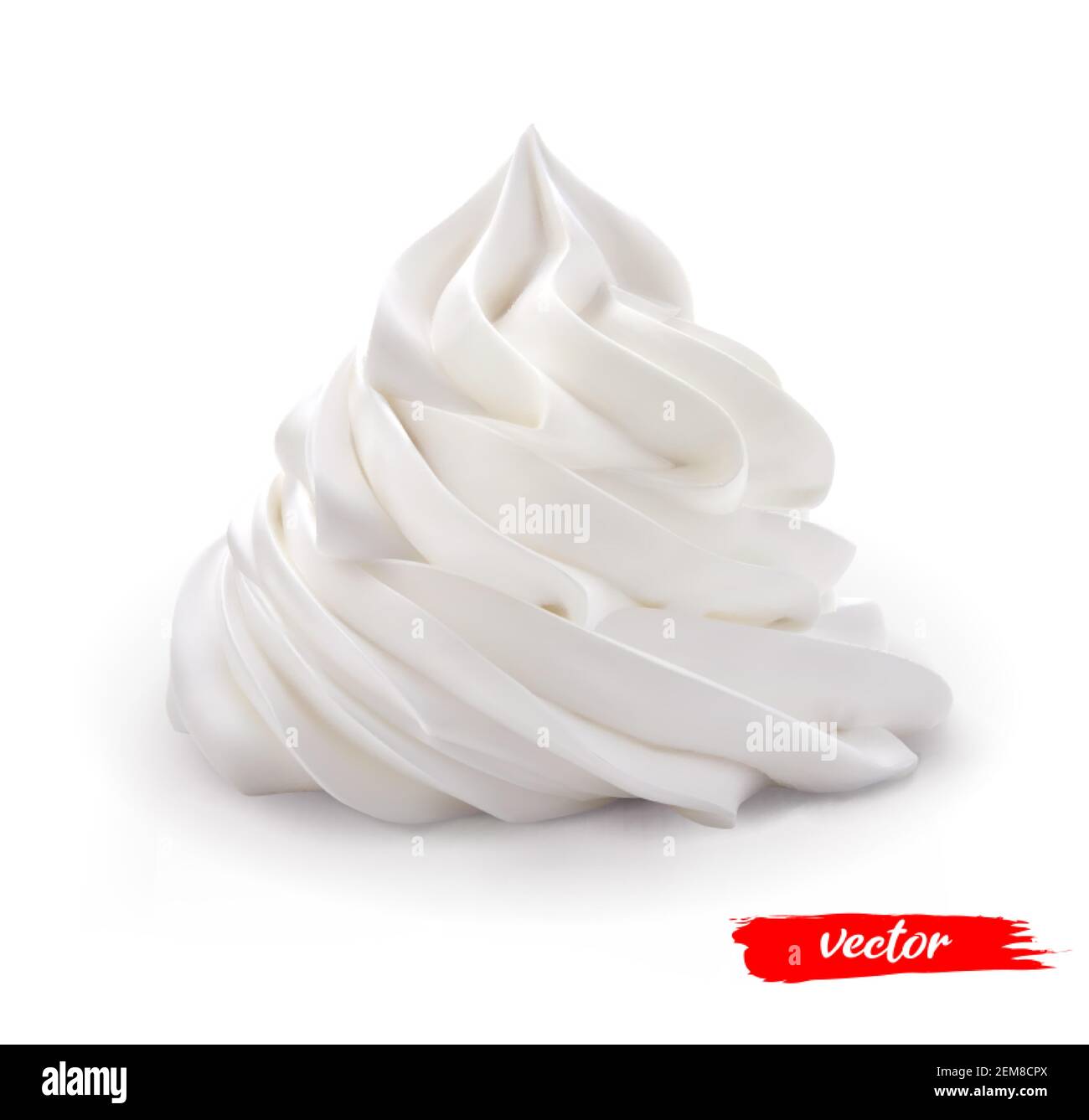 Whipped Cream swirl isolated on white background. 3d realistic vector illustration of whipped