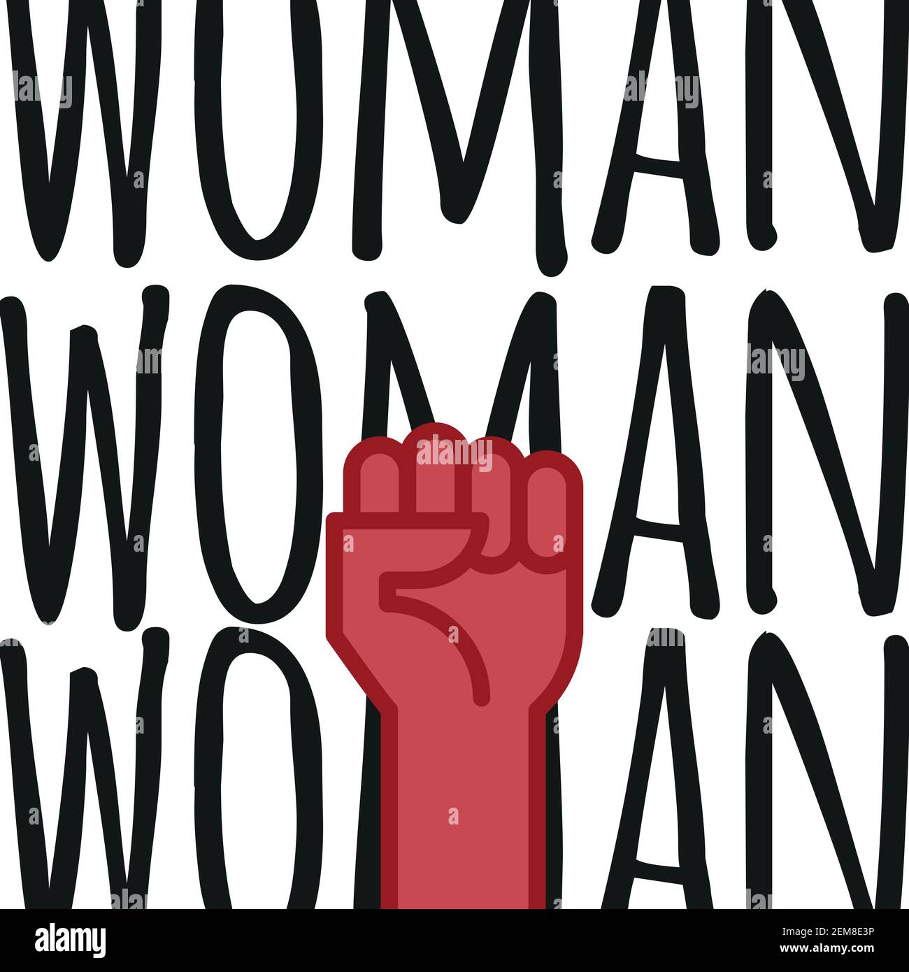 Fist hand up with feminist message. Concept of unity, revolution, fight, protest. Women rights. Vector illustration, flat design Stock Vector