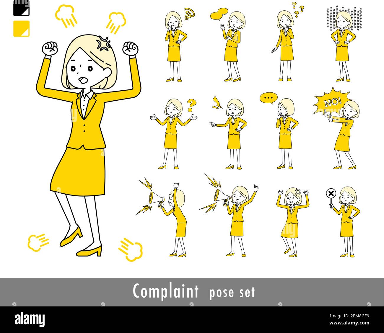A set of women expressing their discontent.It's vector art so easy to edit. Stock Vector