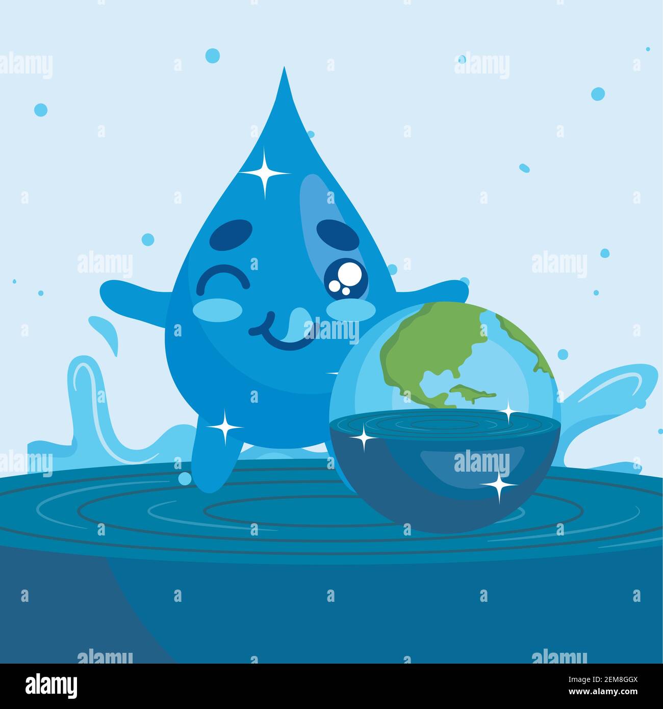Water day with drop cartoon winking and world design, Environment save  nature and ecology theme Vector illustration Stock Vector Image & Art -  Alamy