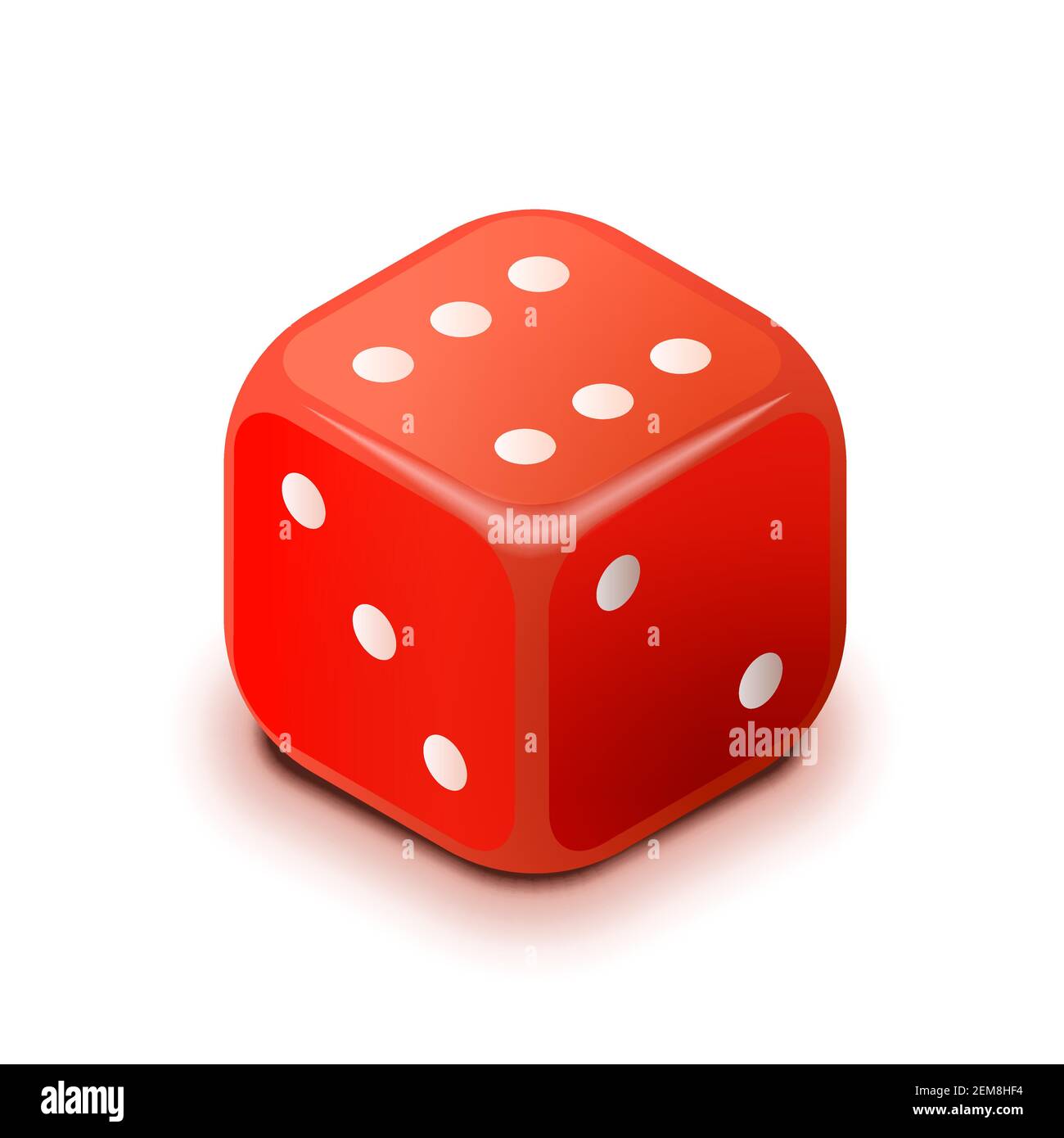 Realistic red casino dice in isometric view isolated on white Stock