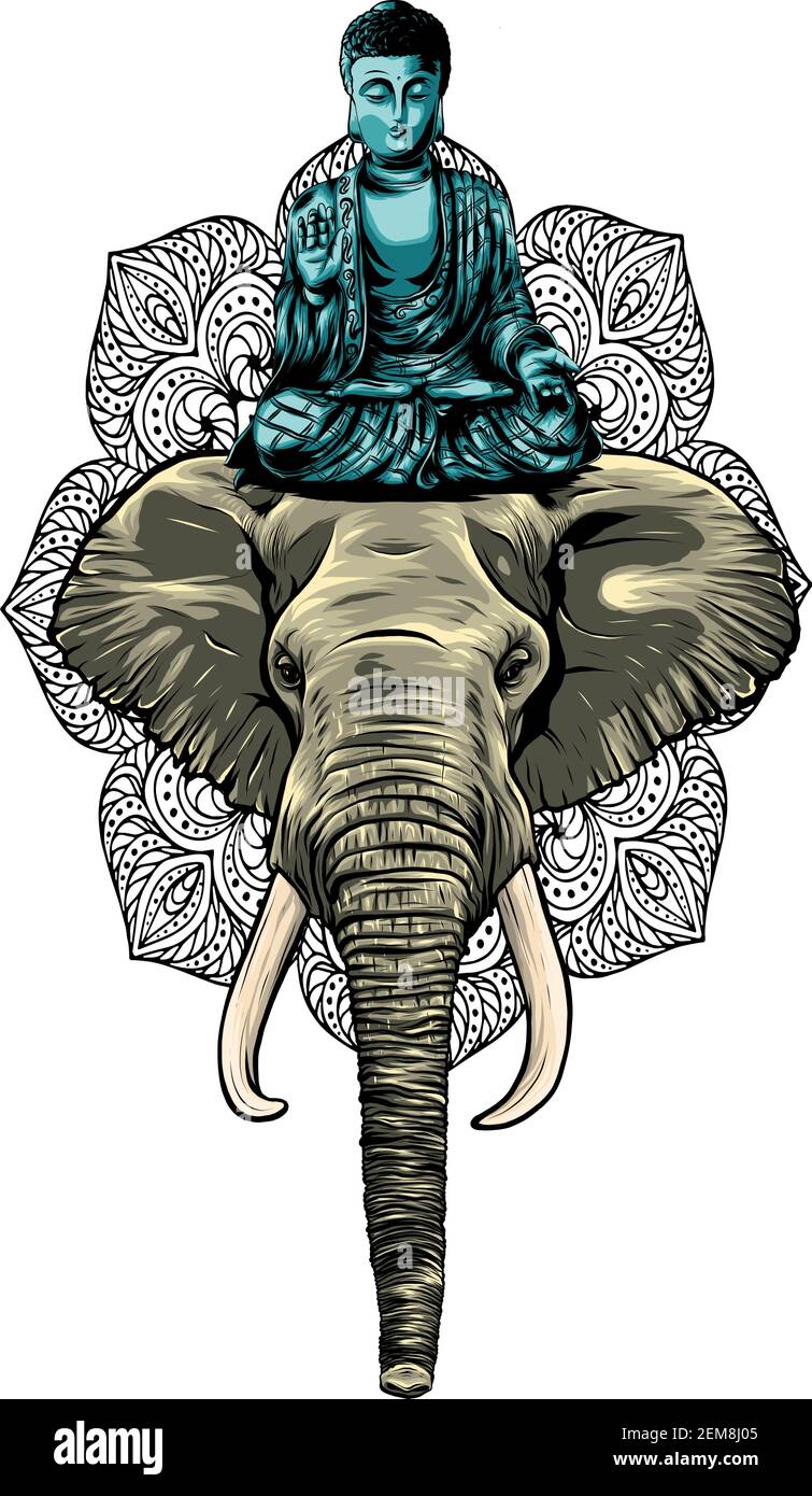 buddha statue above head of elephant vector Stock Vector Image & Art
