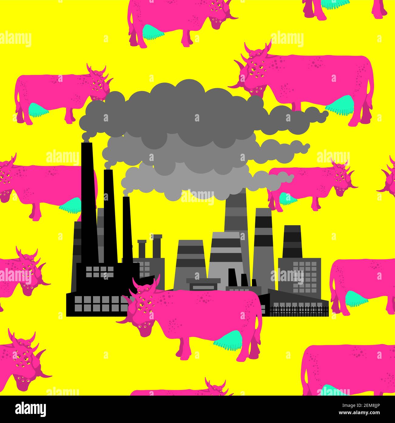 Radioactive cow pattern seamless. toxic waste animal background. Animal  mutation Stock Vector Image & Art - Alamy