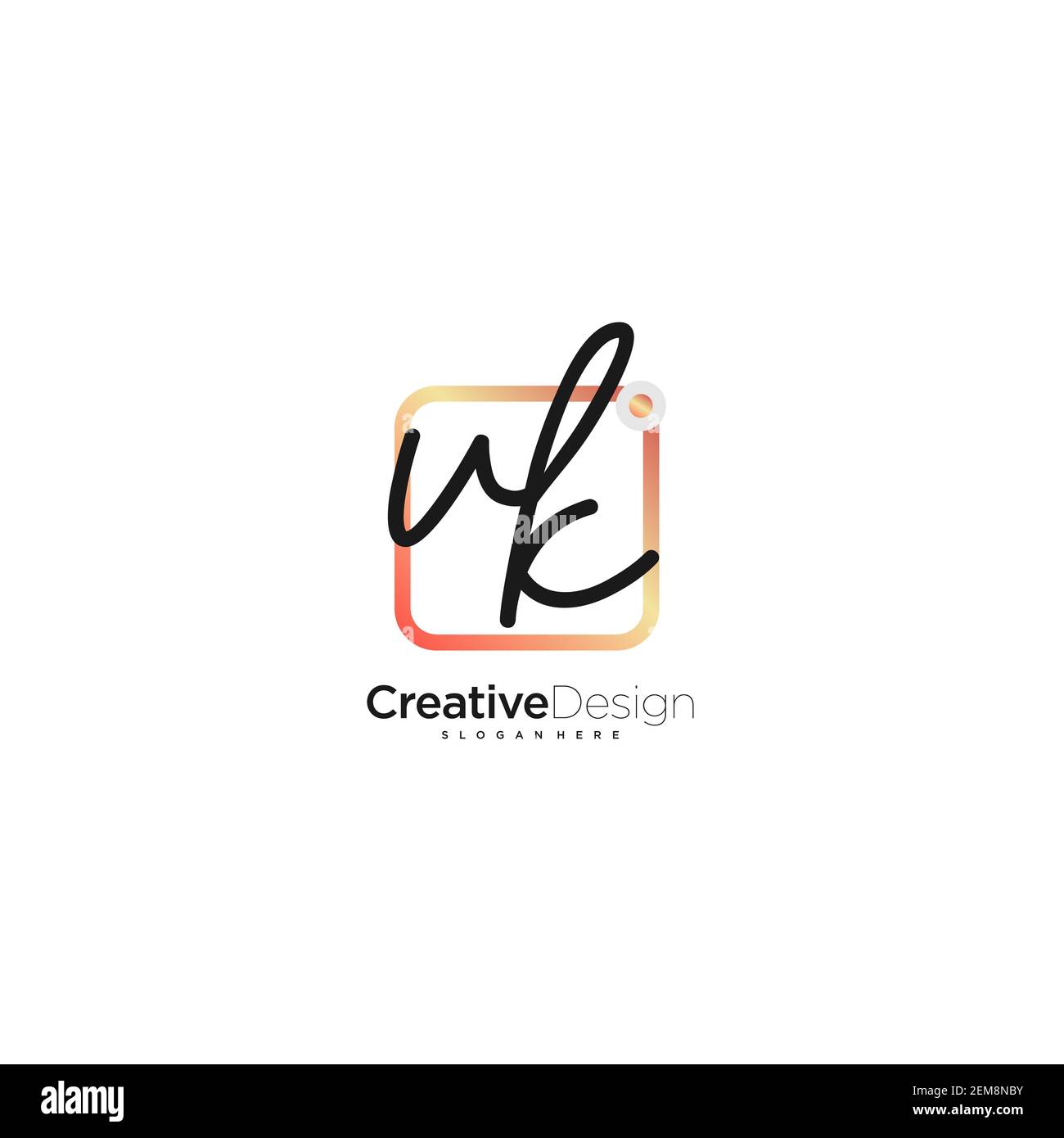 VK Initial Letter handwriting logo hand drawn colorful box vector, logo ...