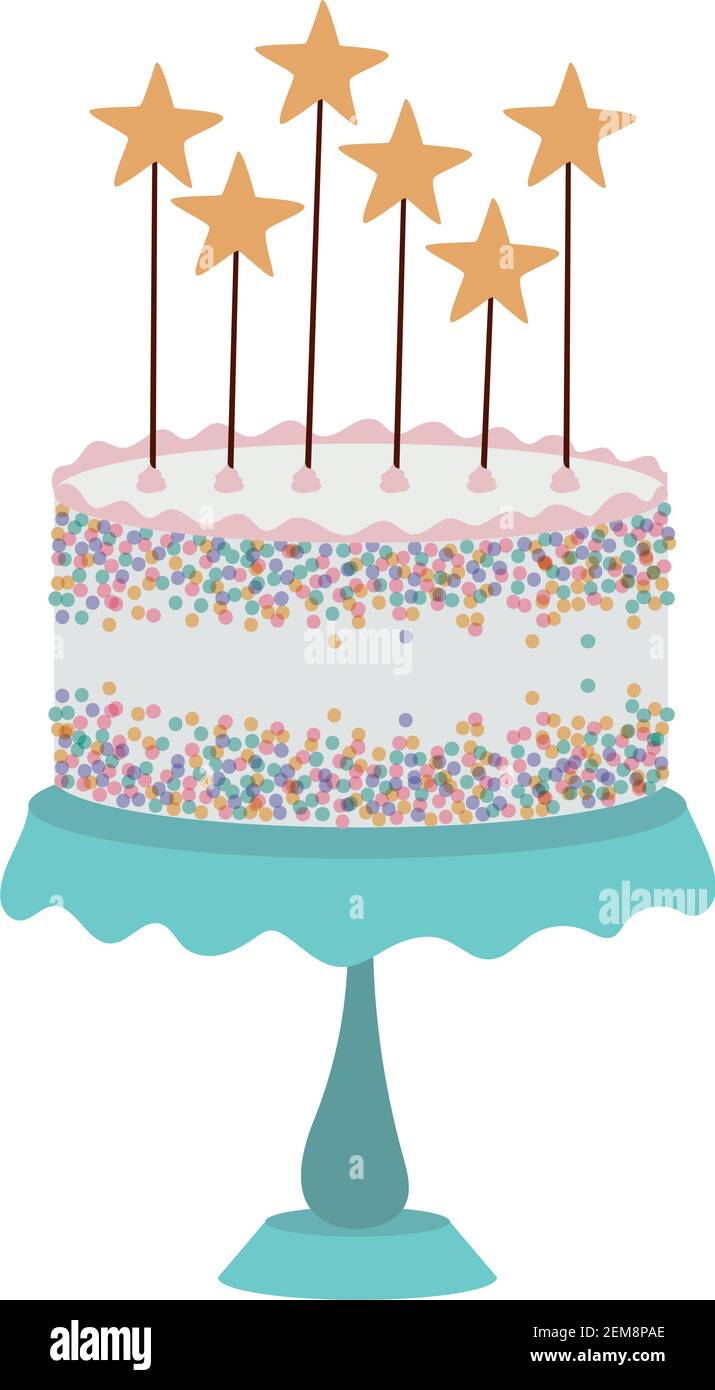 birthday cake with yellow stars Stock Vector Image & Art - Alamy
