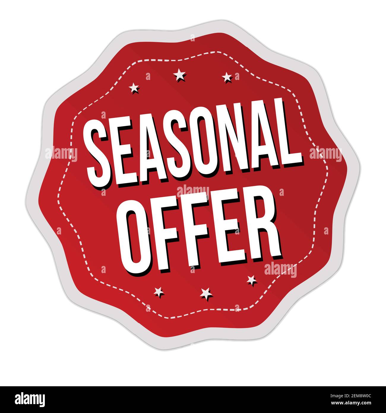 Seasonal offer label or sticker on white background, vector