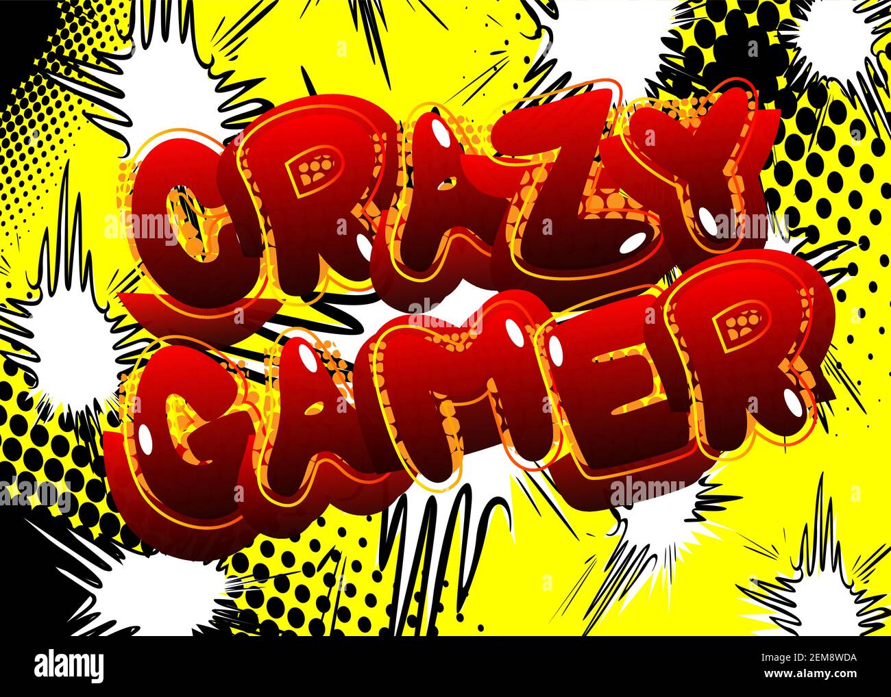 Pc or Console gaming, Gamer related words, quote on Comic book style background. Poster, banner, template. Cartoon explosion expression. Vector illust Stock Vector
