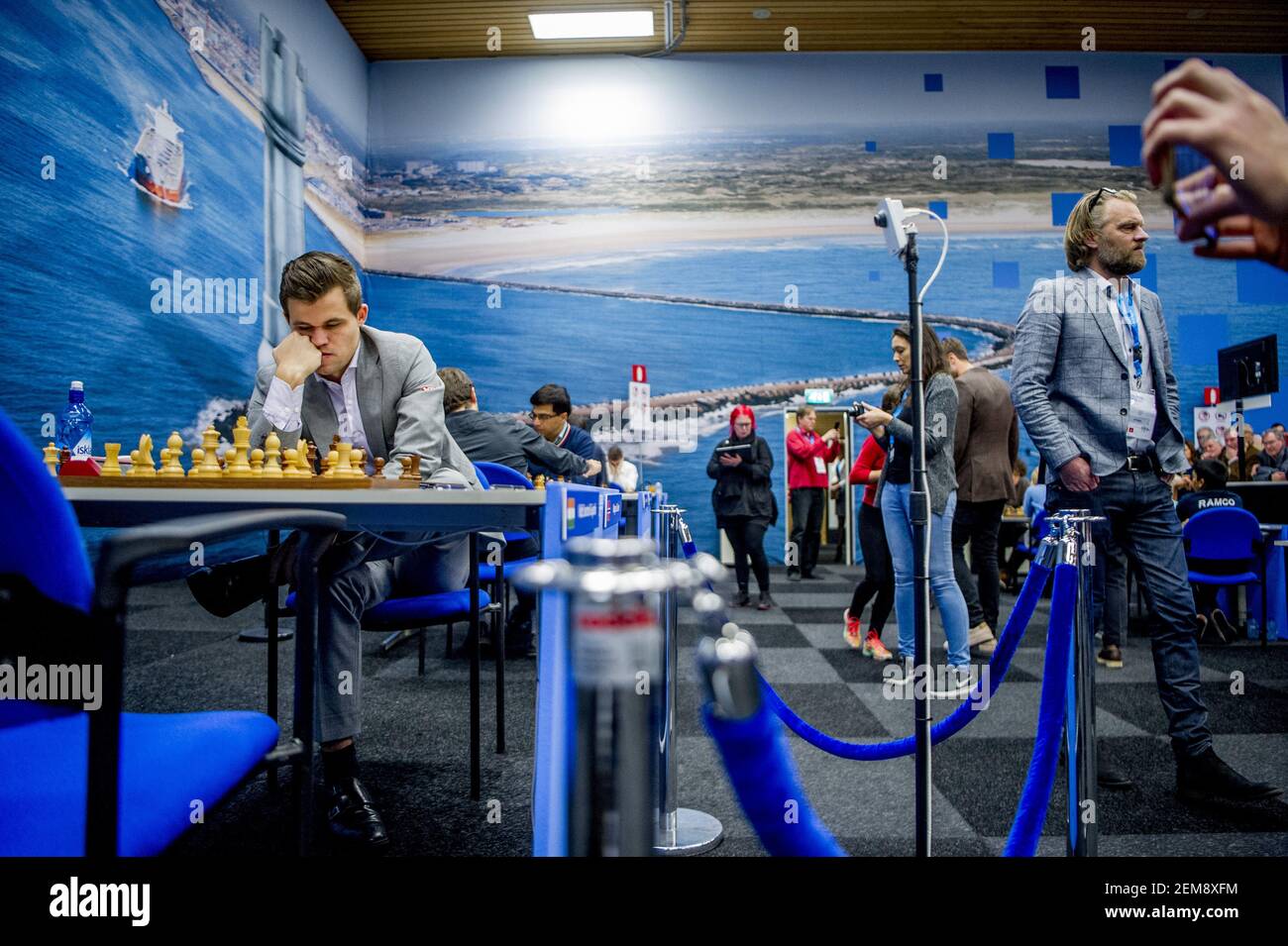 Wijk Aan Zee, Netherlands. 29th Jan, 2023. Magnus Carlsen of Norway  competes during the final round of the Tata Steel Chess Tournament 2023 in  Wijk aan Zee, the Netherlands, Jan. 29, 2023.