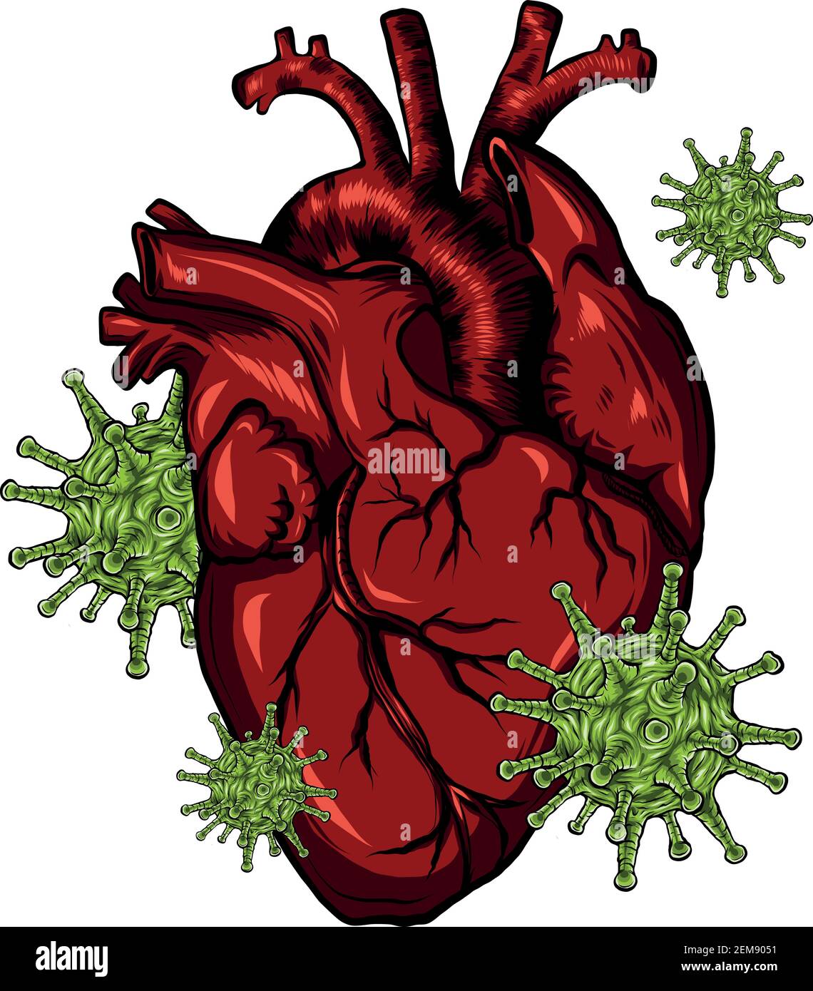 virus infect a human heart vector illustration Stock Vector