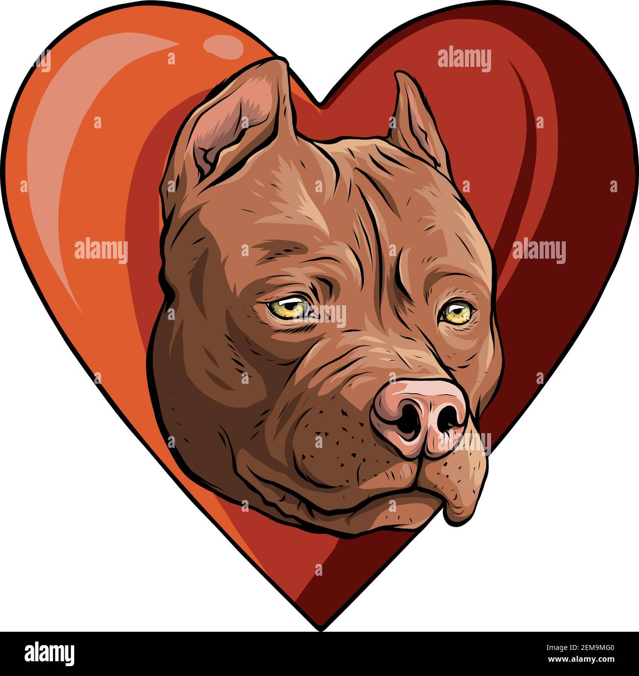 pitbull head dog in heart vector illustration Stock Vector Image & Art ...