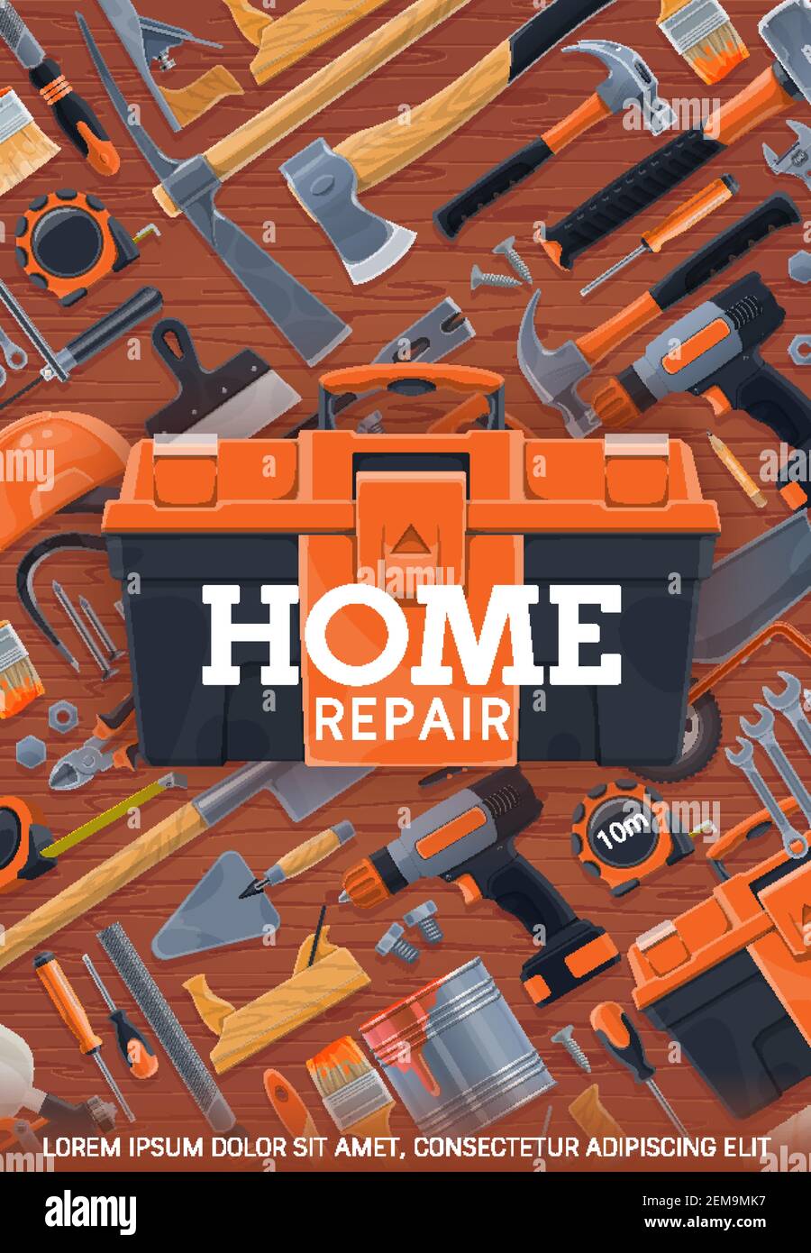 Construction, home repair and house remodeling work tools, vector