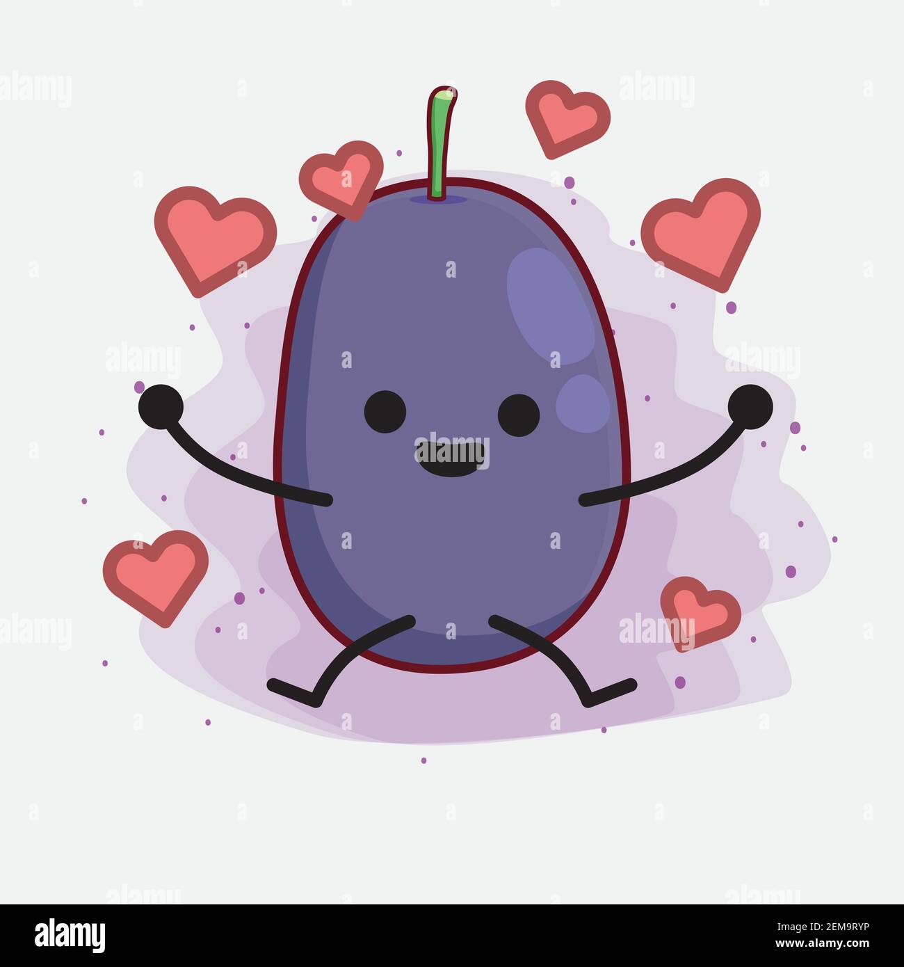 Vector Illustration of Java Plum Fruit Character with cute face, simple ...