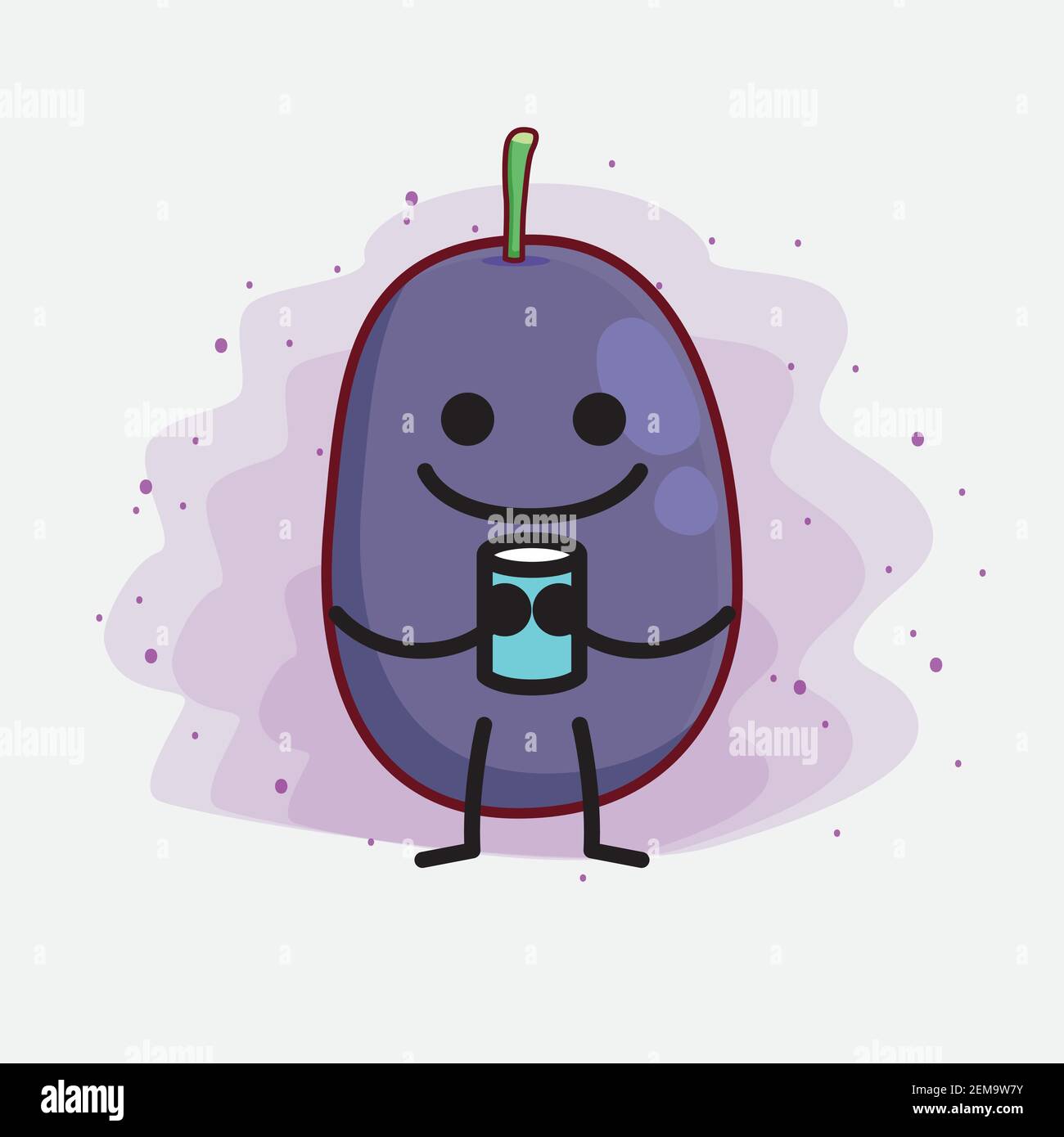 Vector Illustration of Java Plum Fruit Character with cute face, simple ...