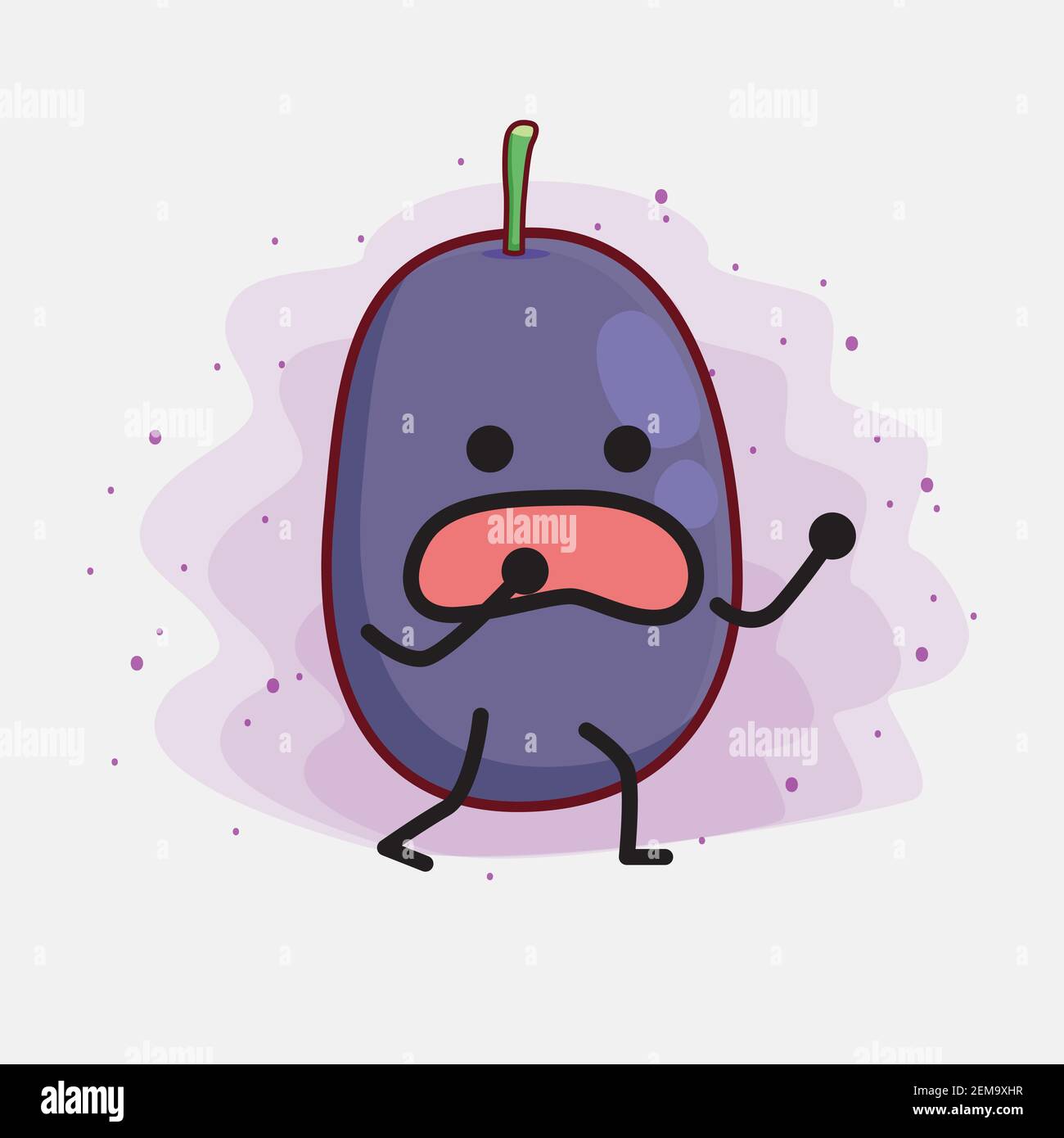 Vector Illustration of Java Plum Fruit Character with cute face, simple ...