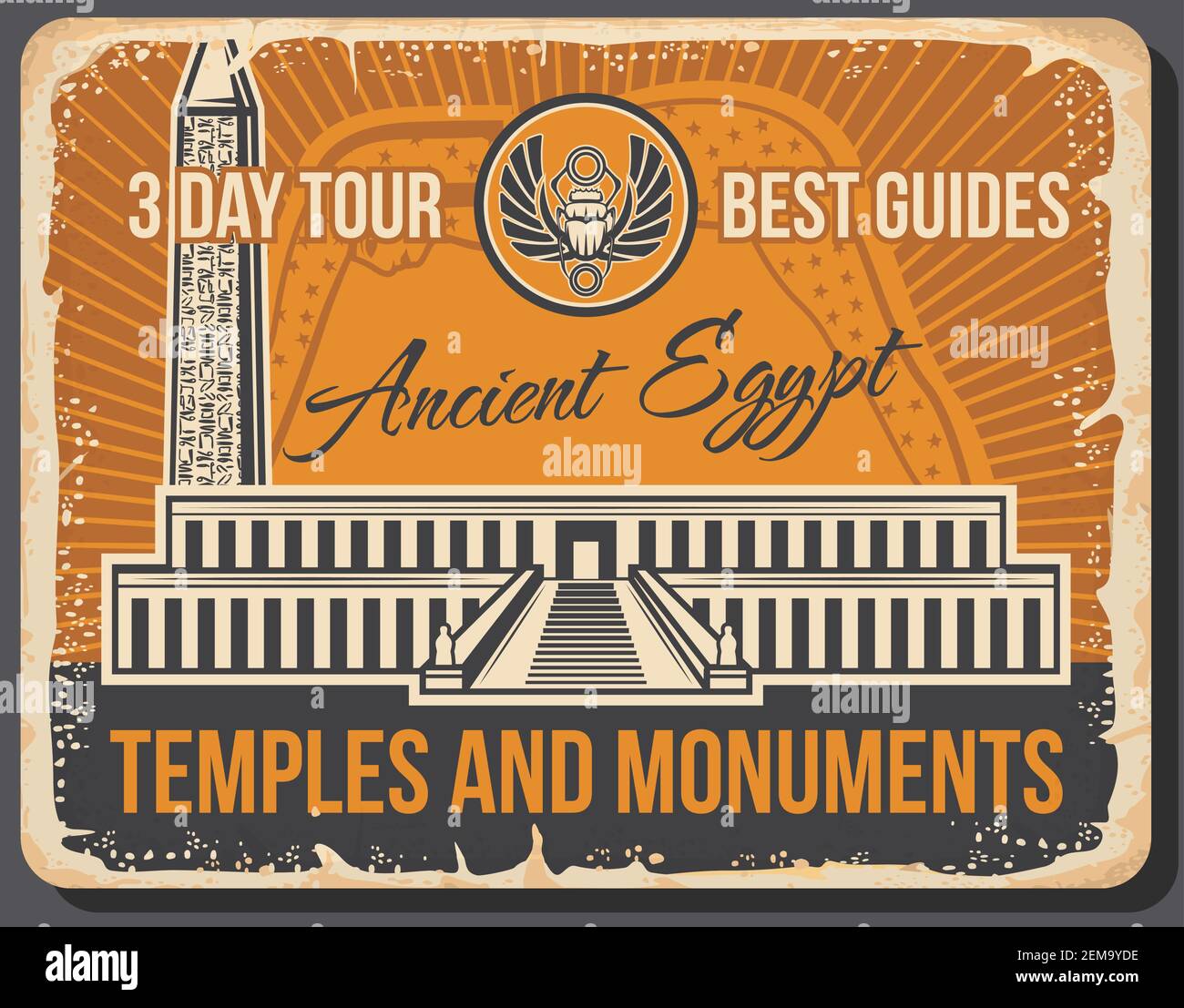 Ancient Egyptian travel landmarks with vector temples and monuments of ...