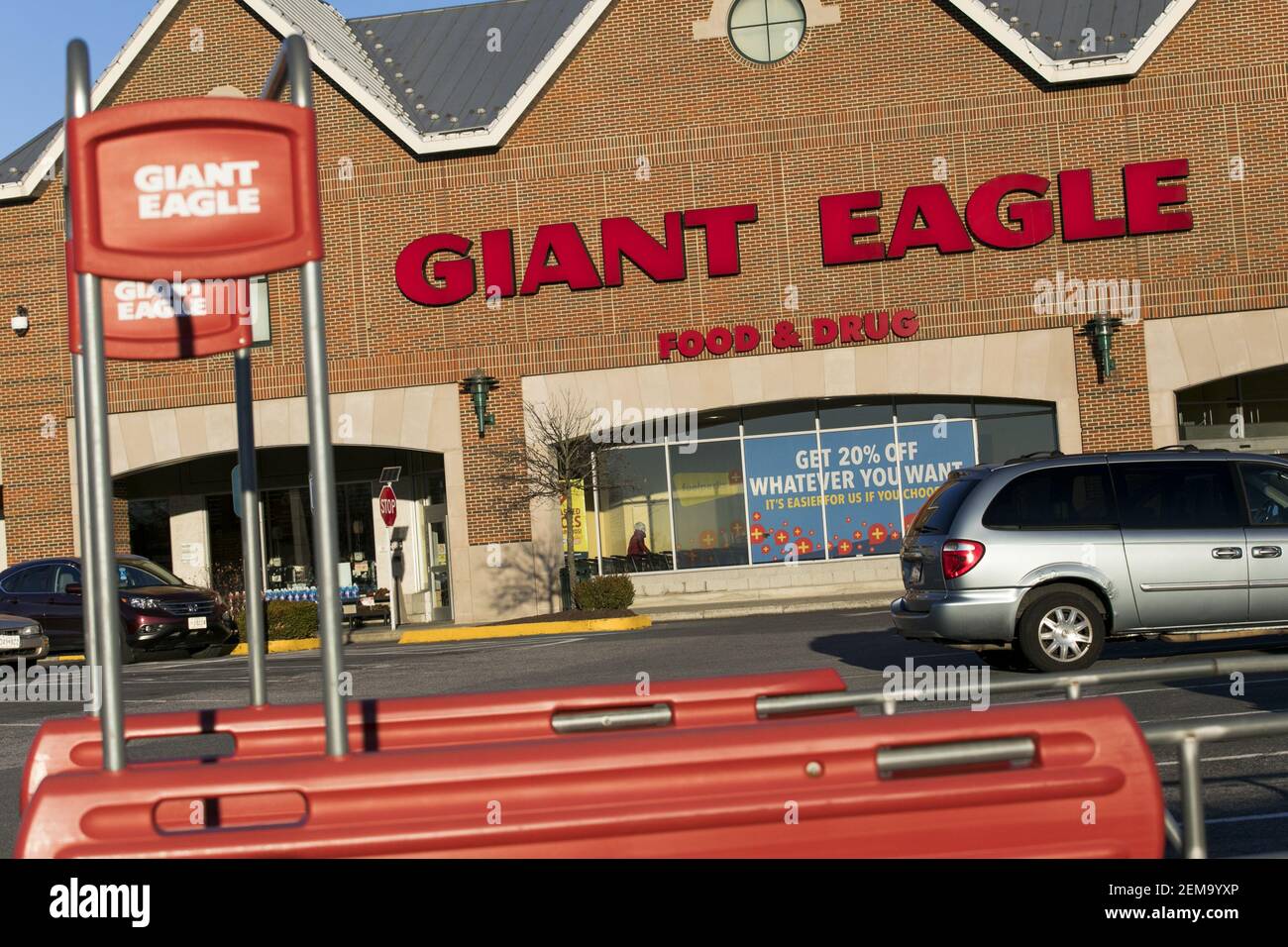 A logo sign outside of a Giant Eagle grocery store in Frederick ...