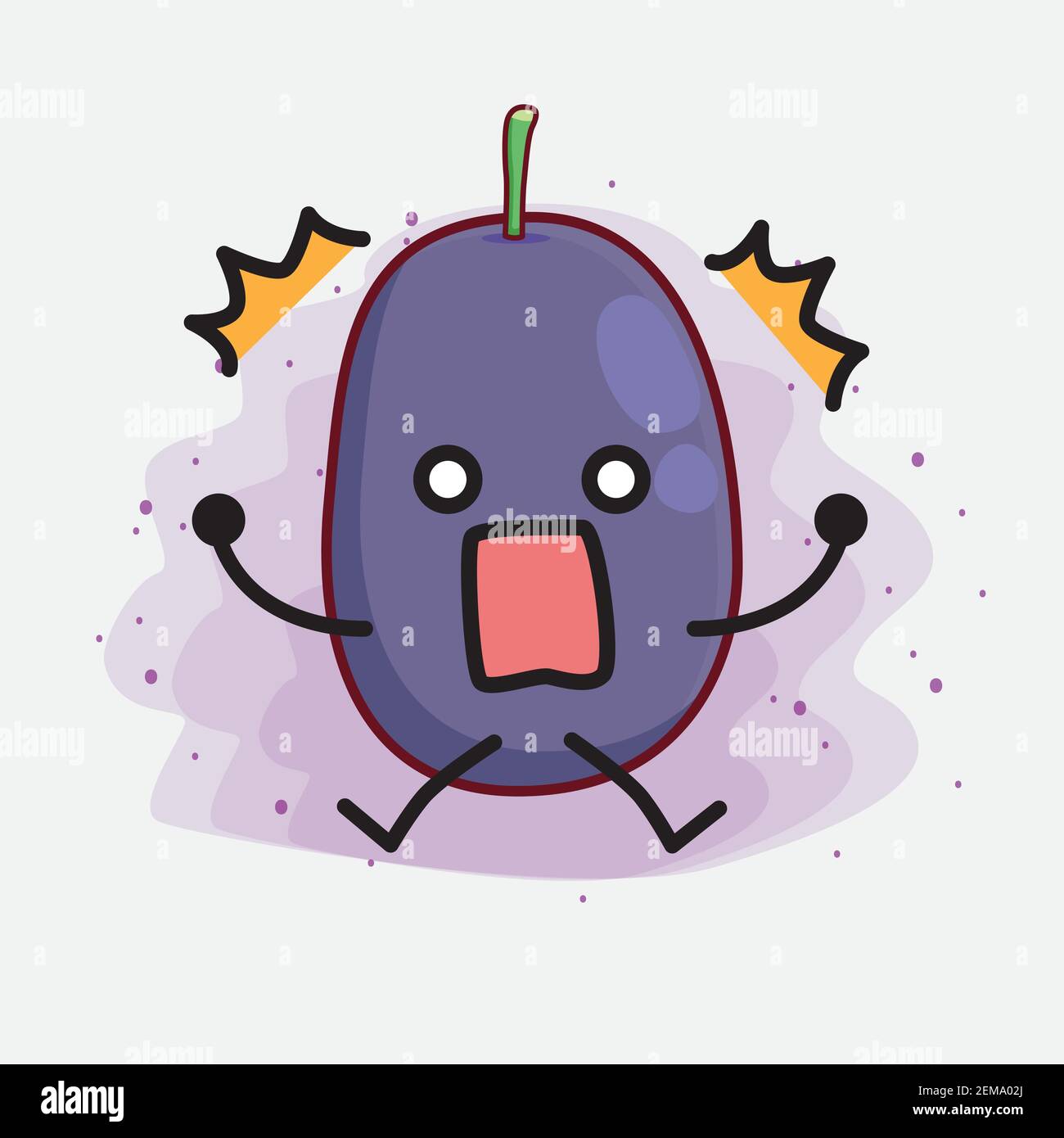 Vector Illustration of Java Plum Fruit Character with cute face, simple ...