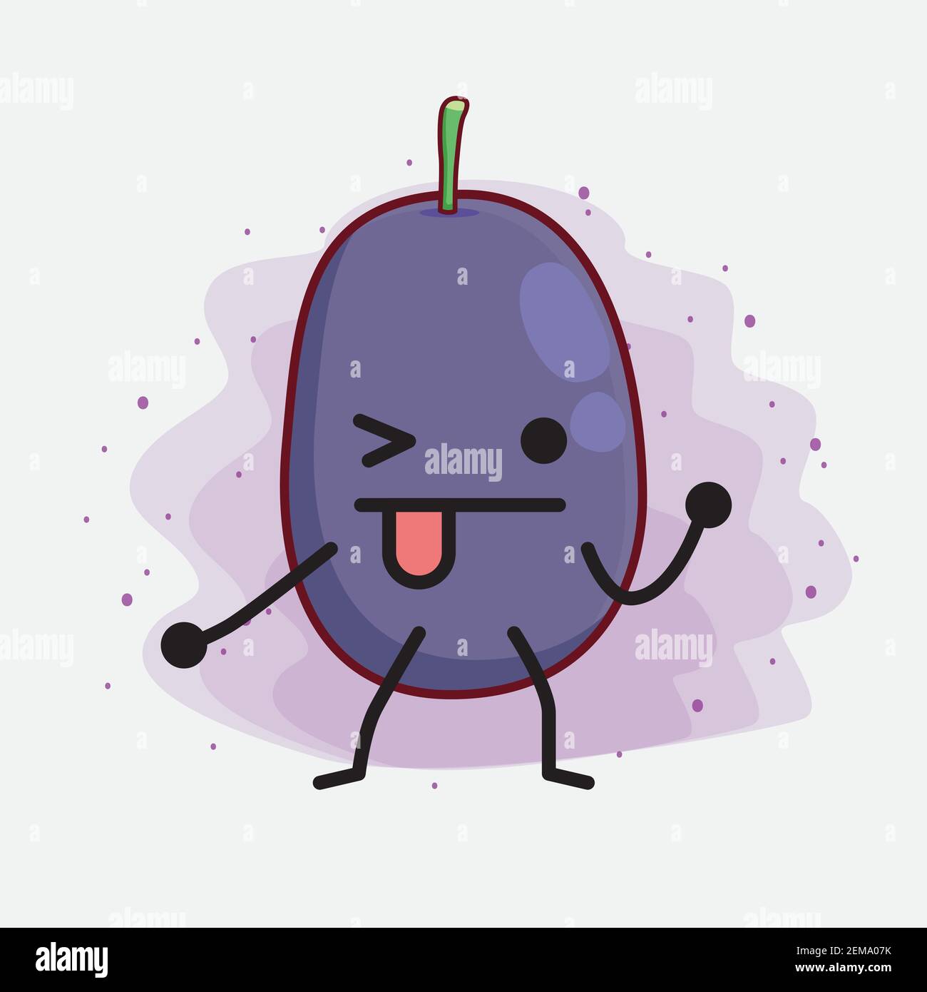 Vector Illustration of Java Plum Fruit Character with cute face, simple ...