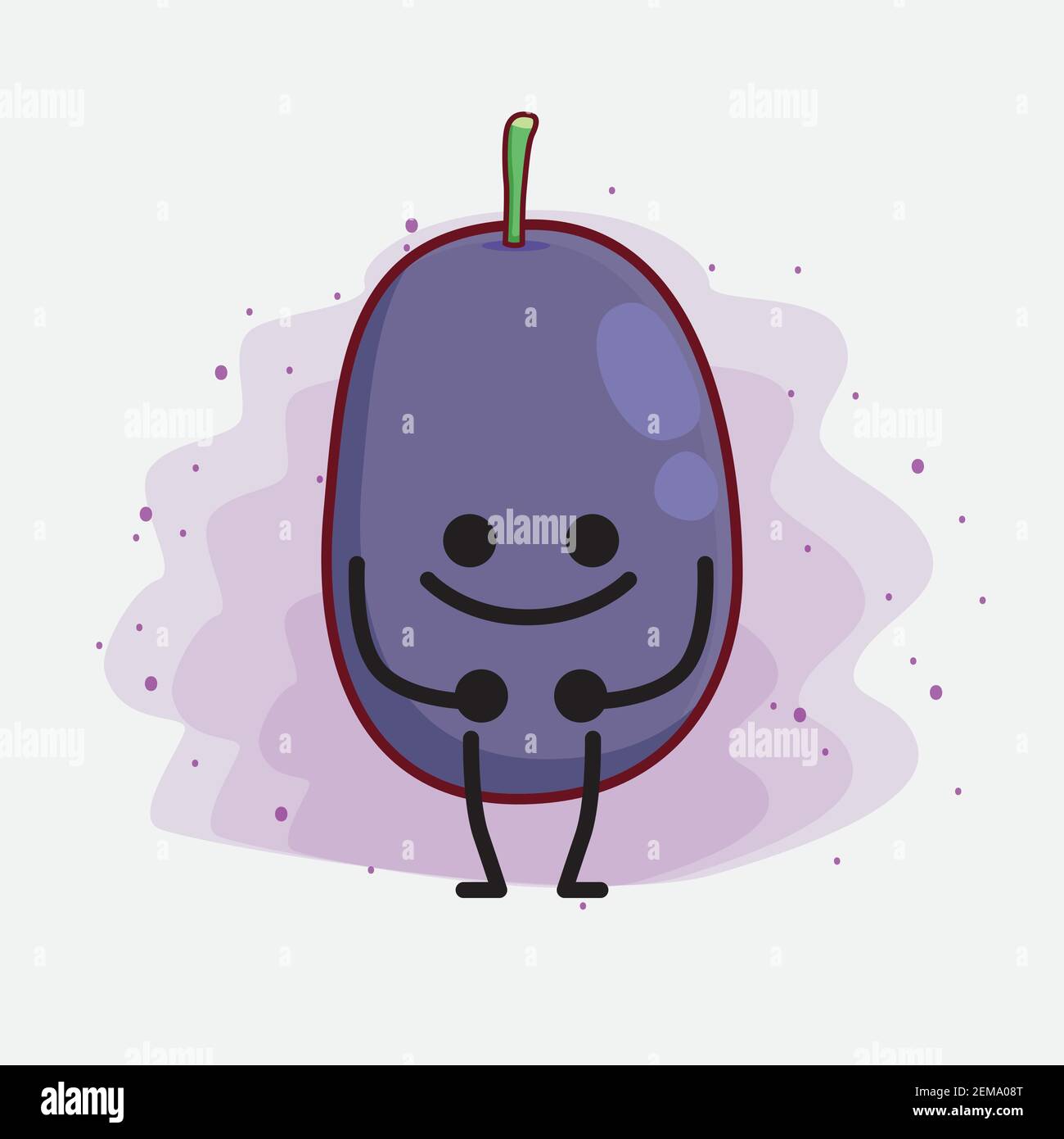 Vector Illustration of Java Plum Fruit Character with cute face, simple ...