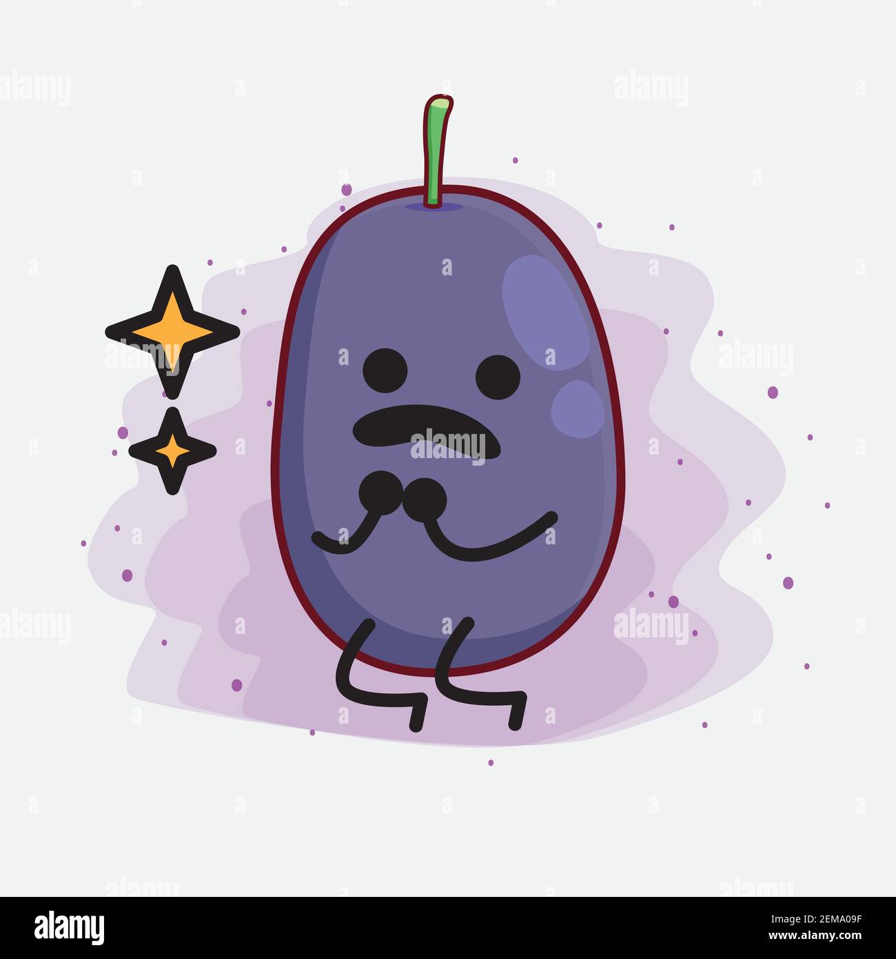 Vector Illustration of Java Plum Fruit Character with cute face, simple ...