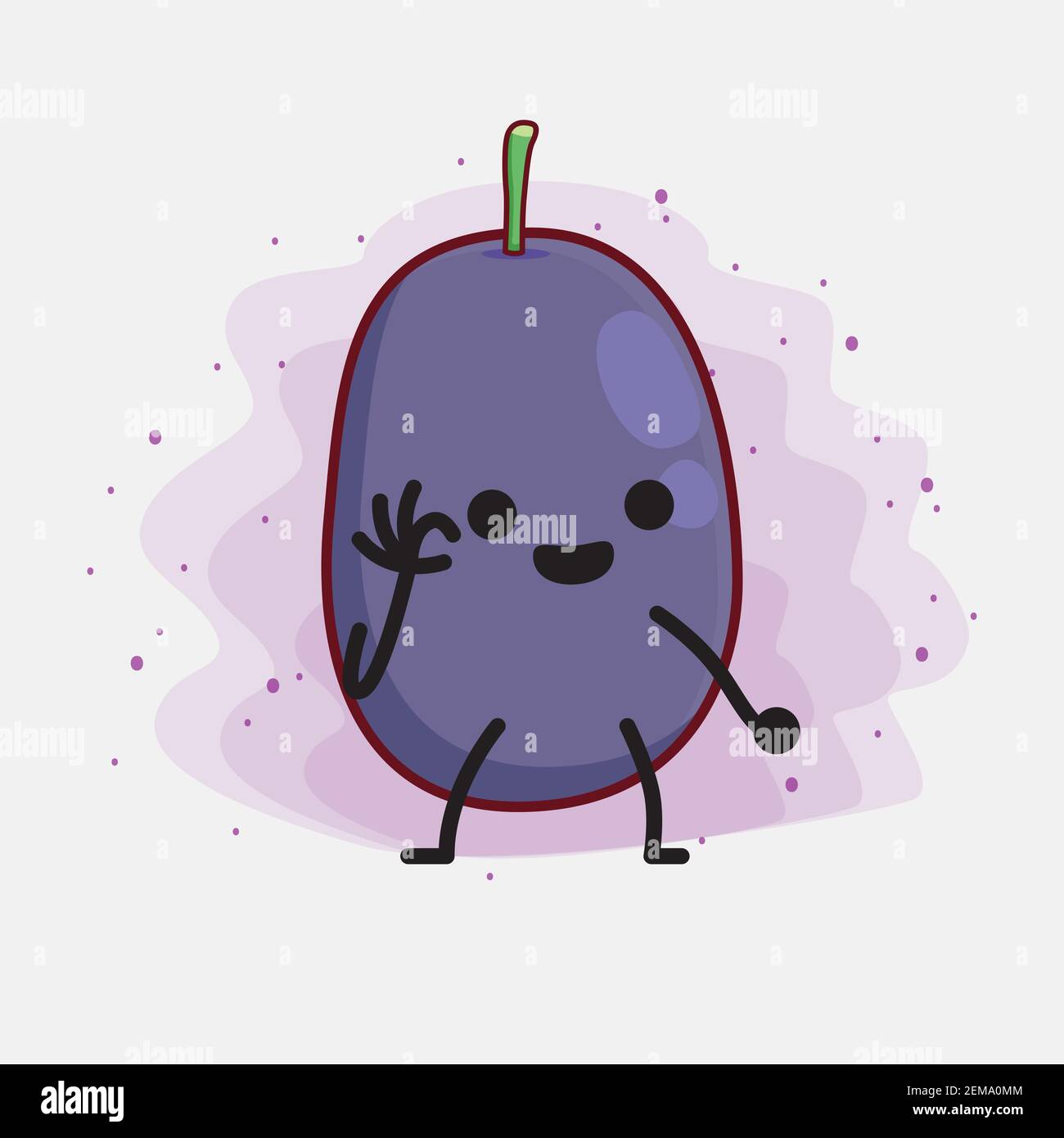 Vector Illustration of Java Plum Fruit Character with cute face, simple ...