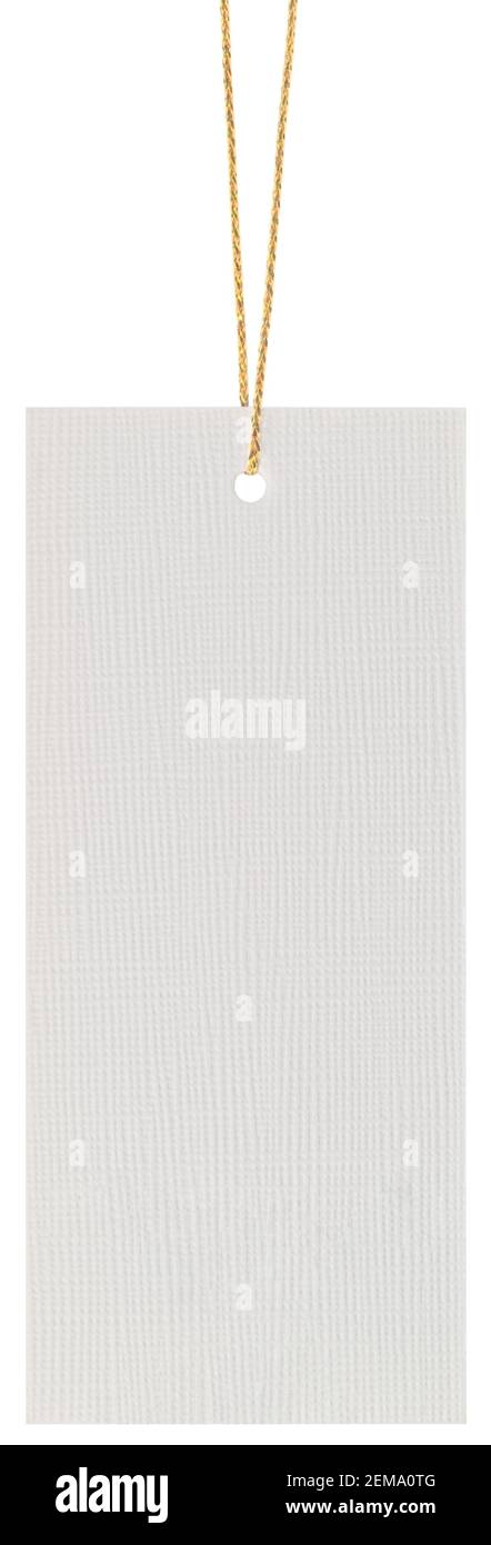 Blank Bright White Rectangular Cardboard Sale Tag, Golden Shiny String ...