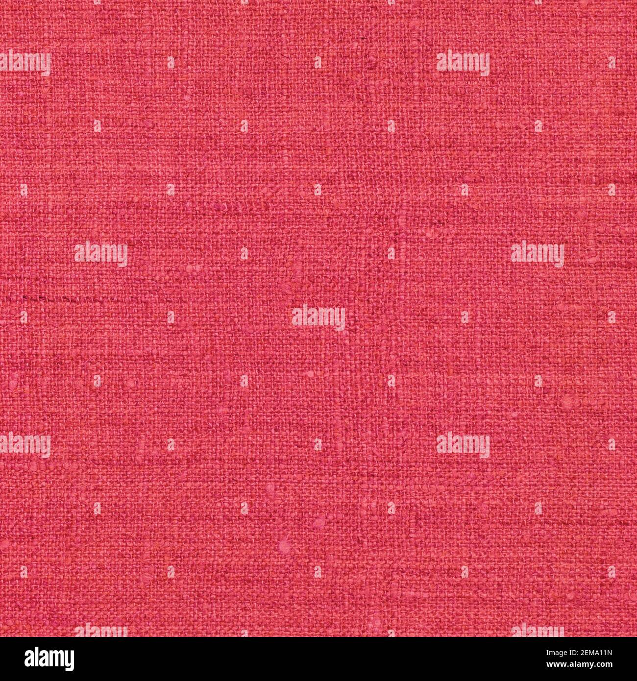 Natural light vibrant wine red rustic flax fiber linen fabric swatch texture horizontal pattern, vertical bright rough vintage textile background Stock Photo