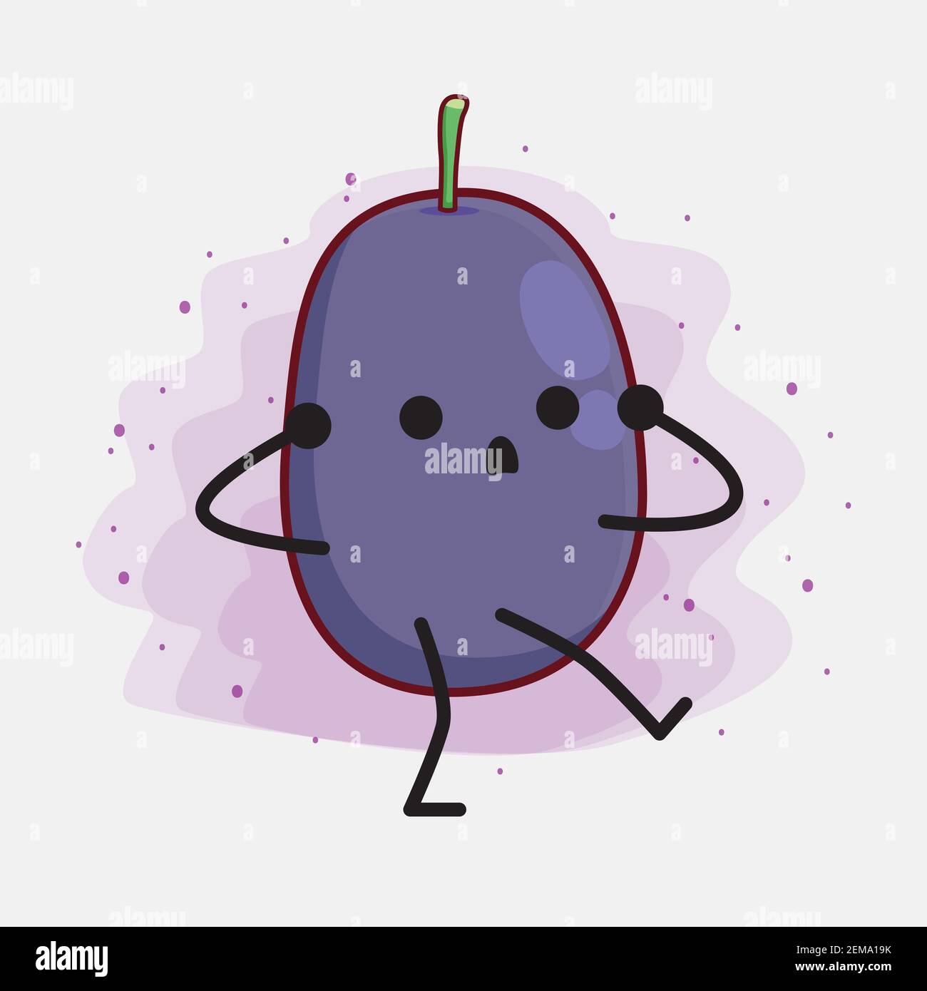 Vector Illustration of Java Plum Fruit Character with cute face, simple ...