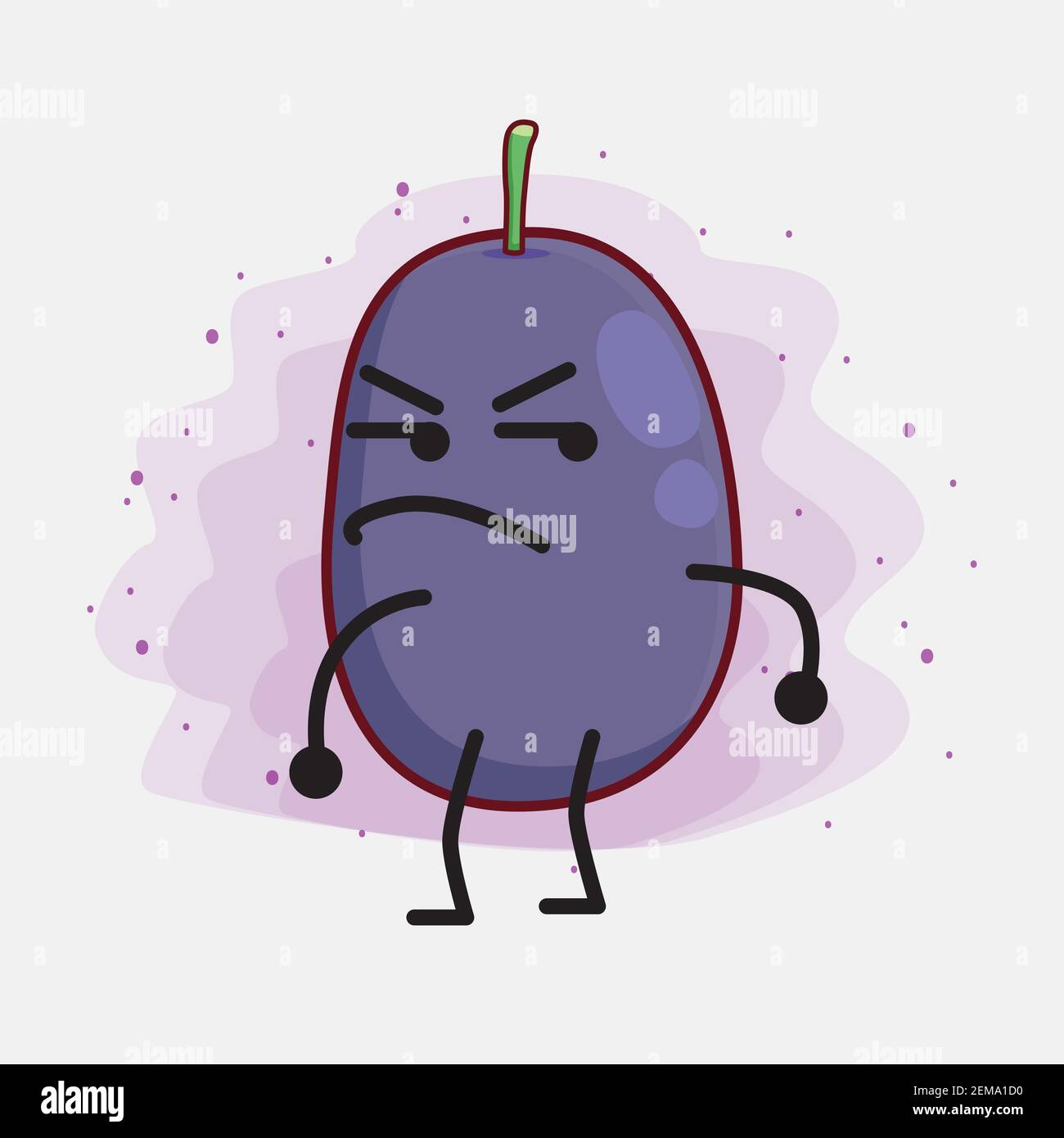 Vector Illustration of Java Plum Fruit Character with cute face, simple ...
