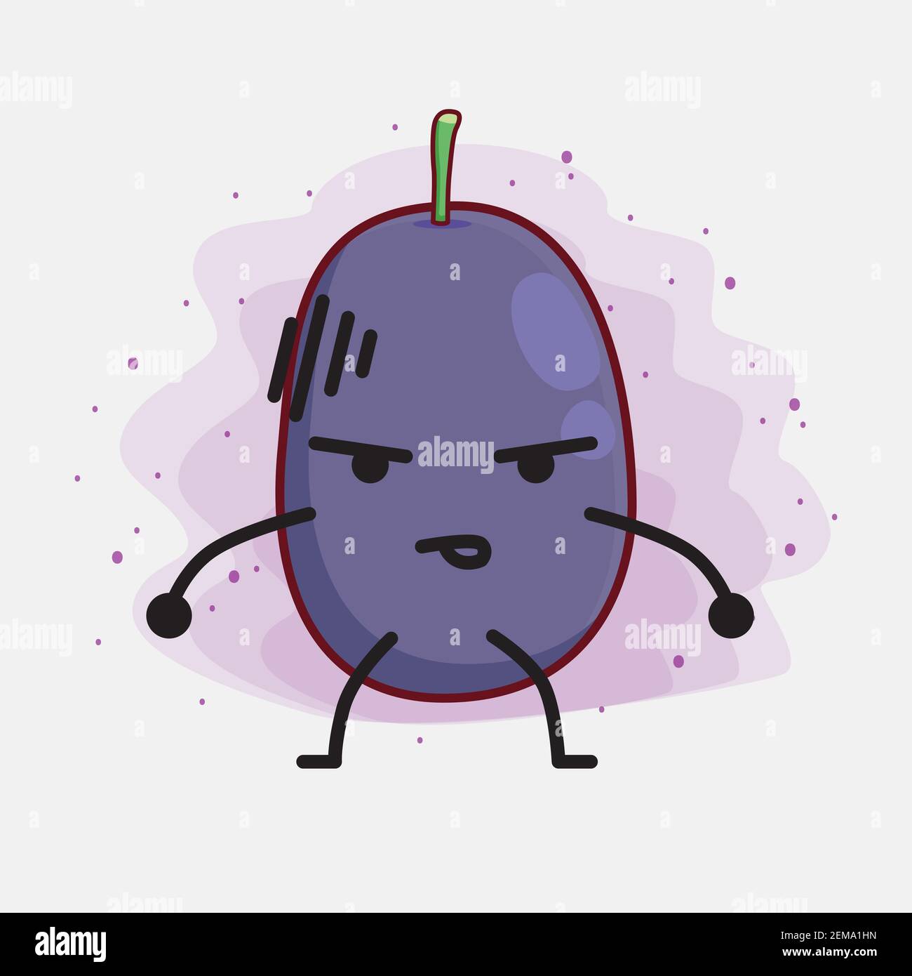 Vector Illustration of Java Plum Fruit Character with cute face, simple ...