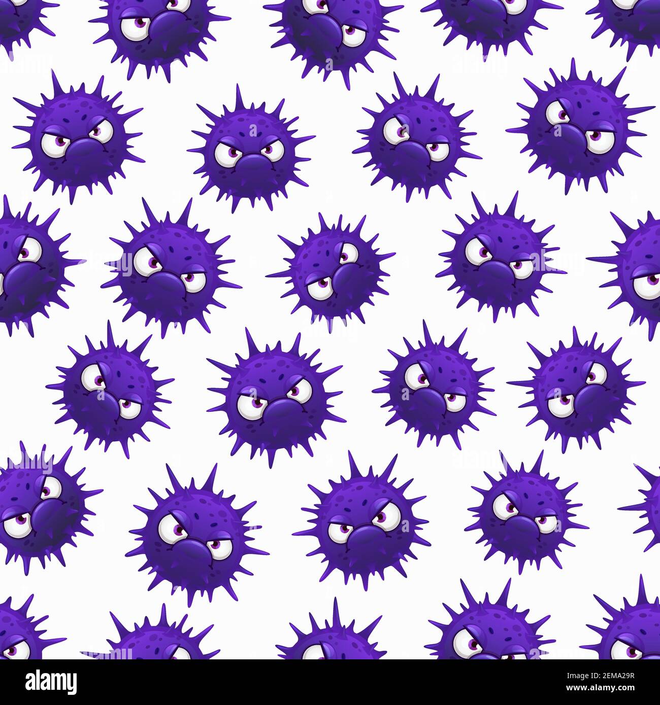 Virus seamless pattern, cartoon microbes on white background. Germs and ...