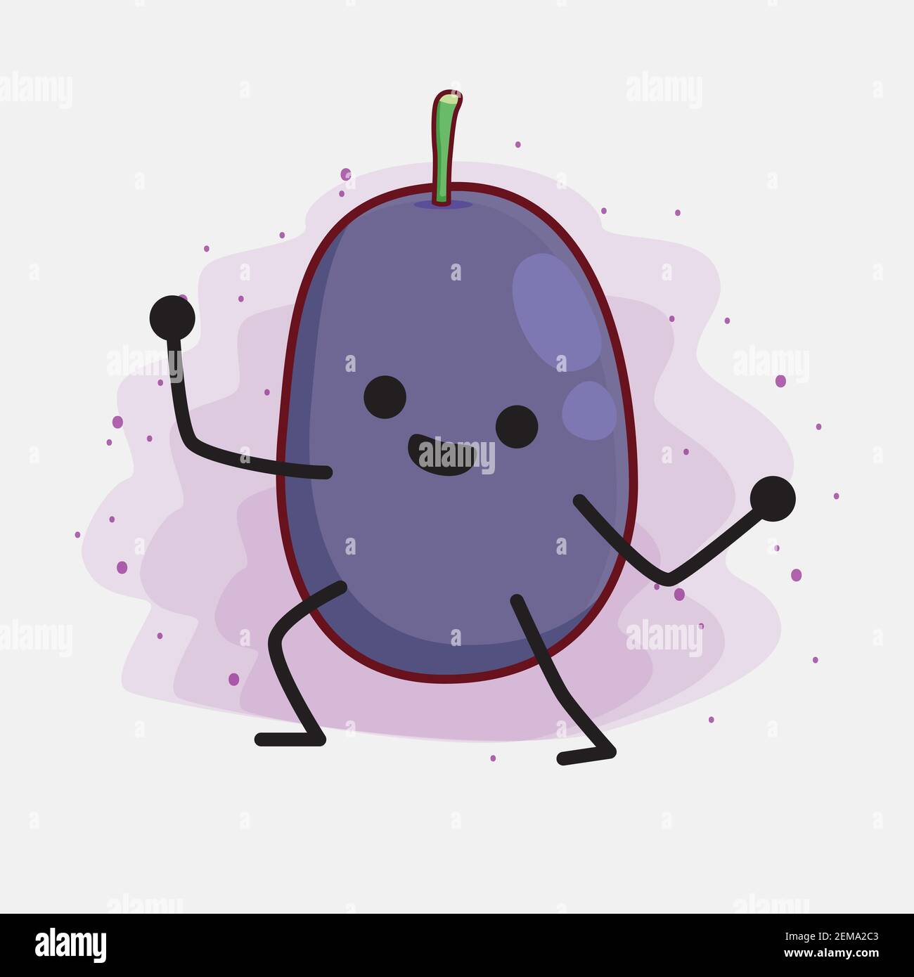 Vector Illustration of Java Plum Fruit Character with cute face, simple ...