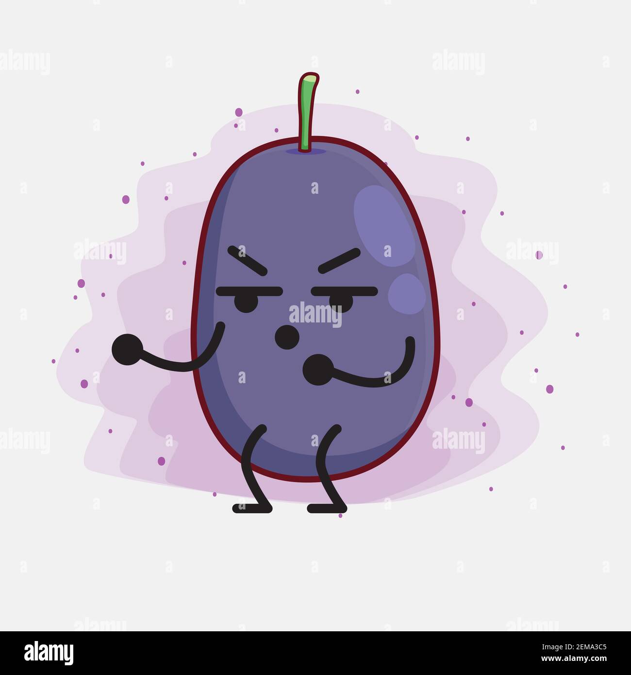 Vector Illustration of Java Plum Fruit Character with cute face, simple ...
