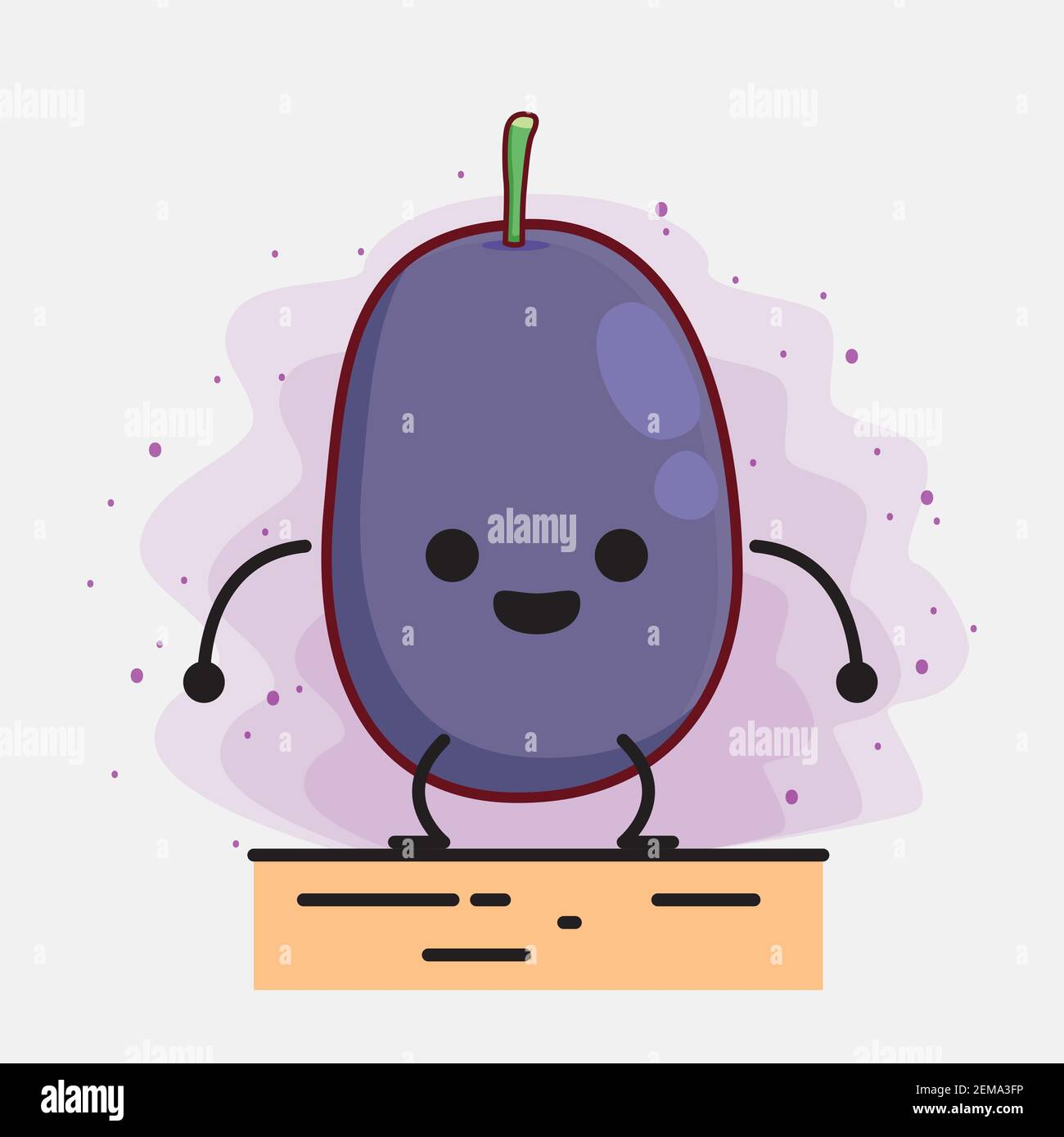 Java Plum Animation Vector Illustration of Java Plum Fruit Character with cute face, simple ...