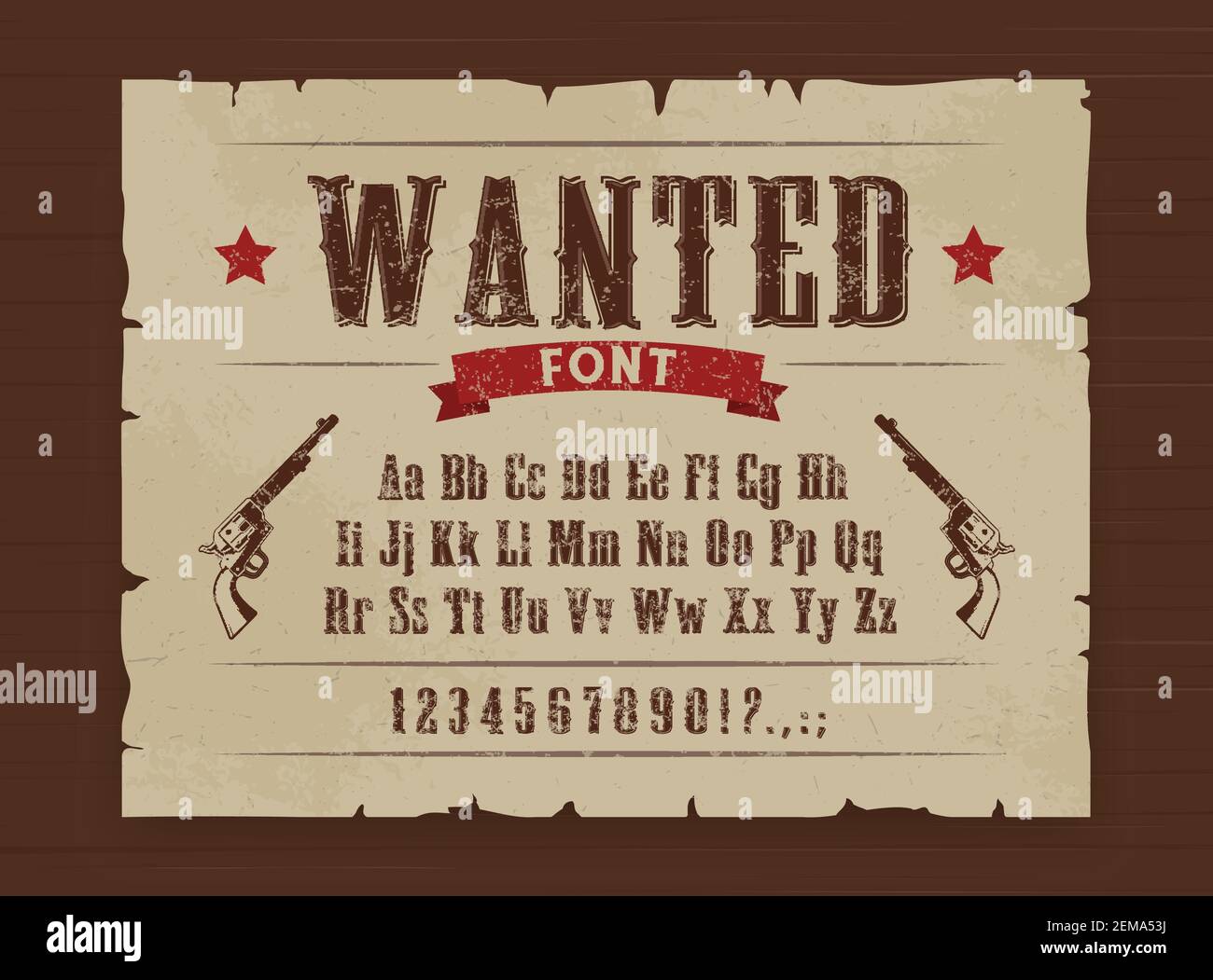 Wild West vector font of Western alphabet letters, numbers type. Texas