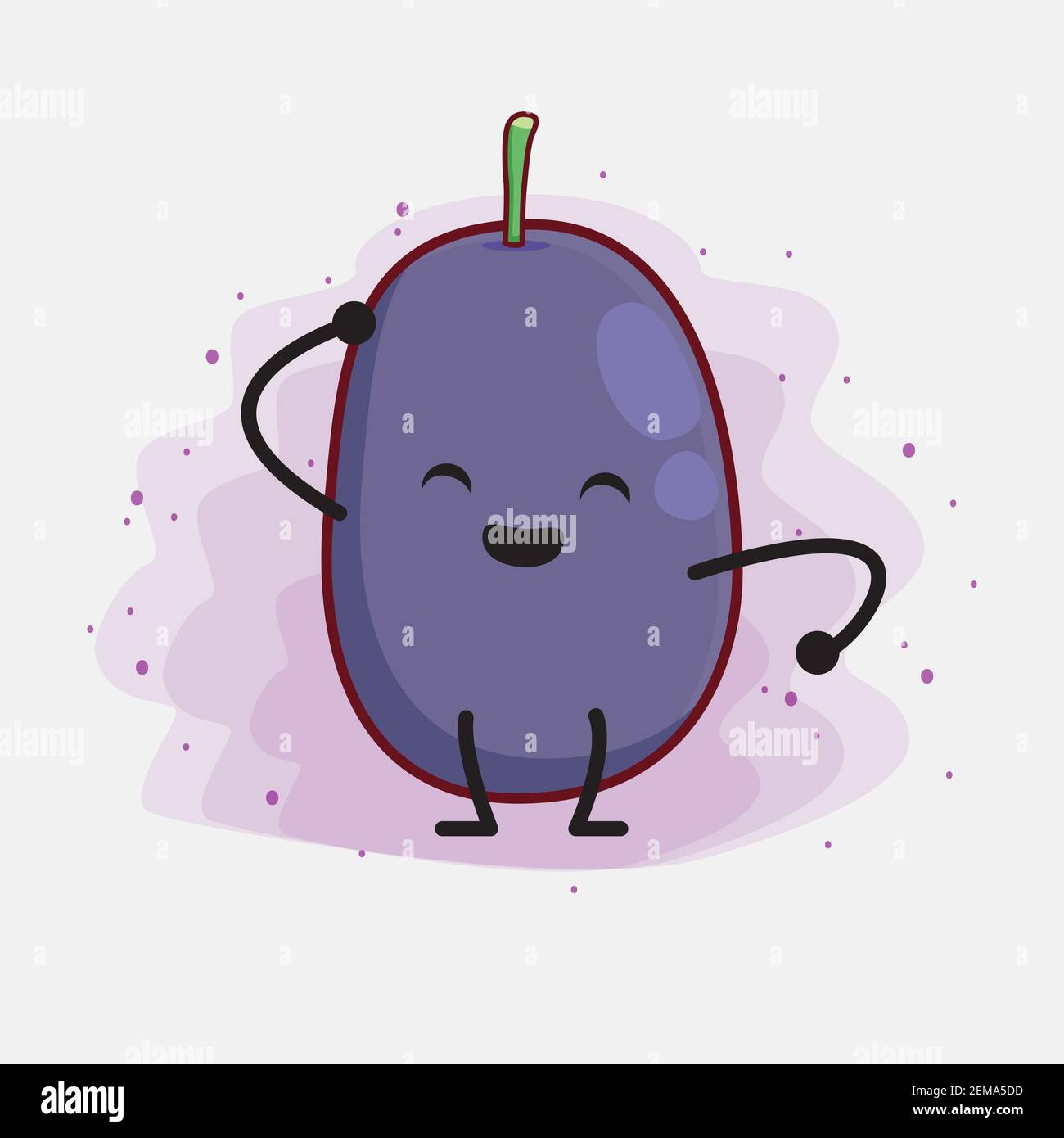 Vector Illustration of Java Plum Fruit Character with cute face, simple ...