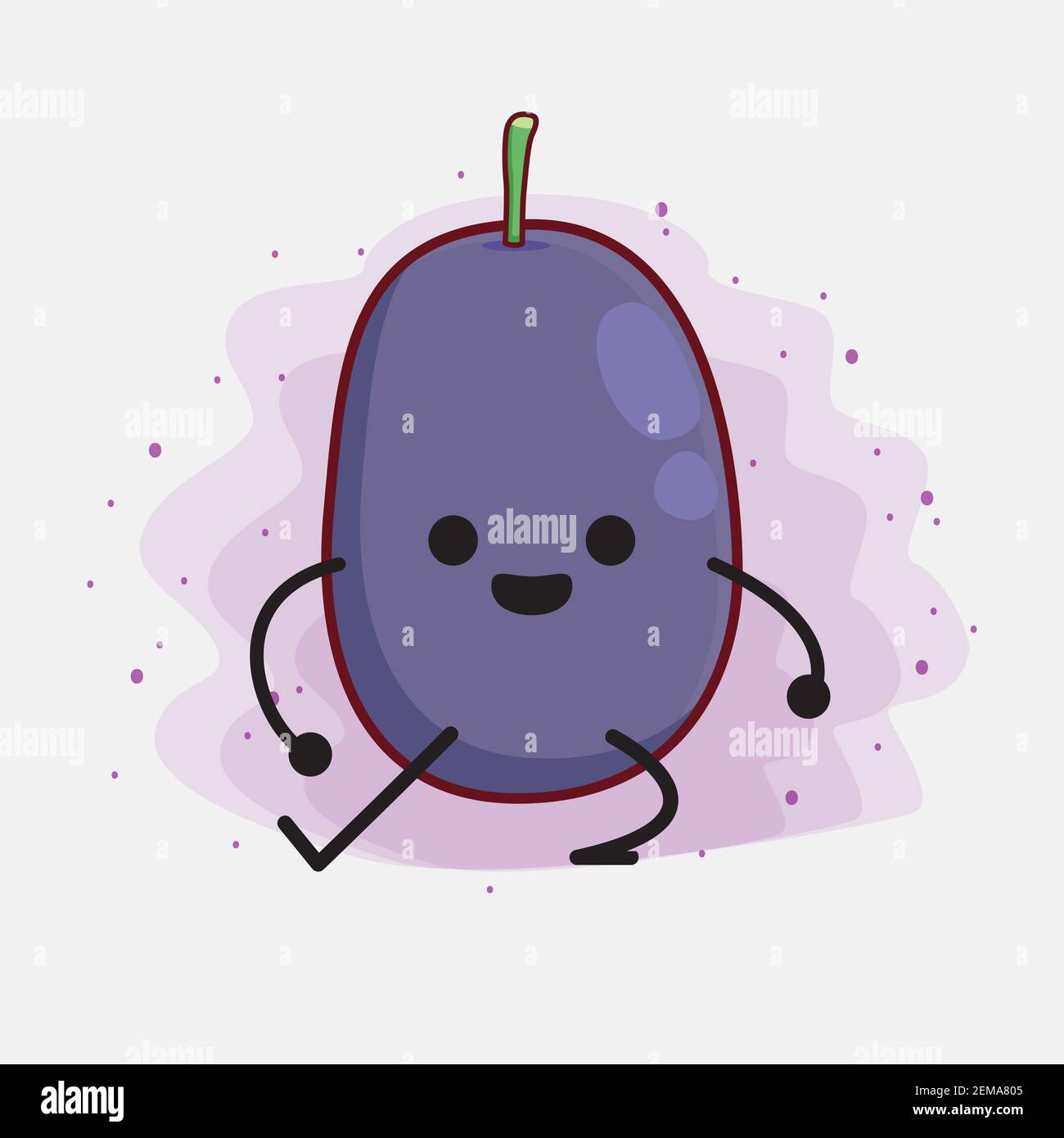 Vector Illustration of Java Plum Fruit Character with cute face, simple ...