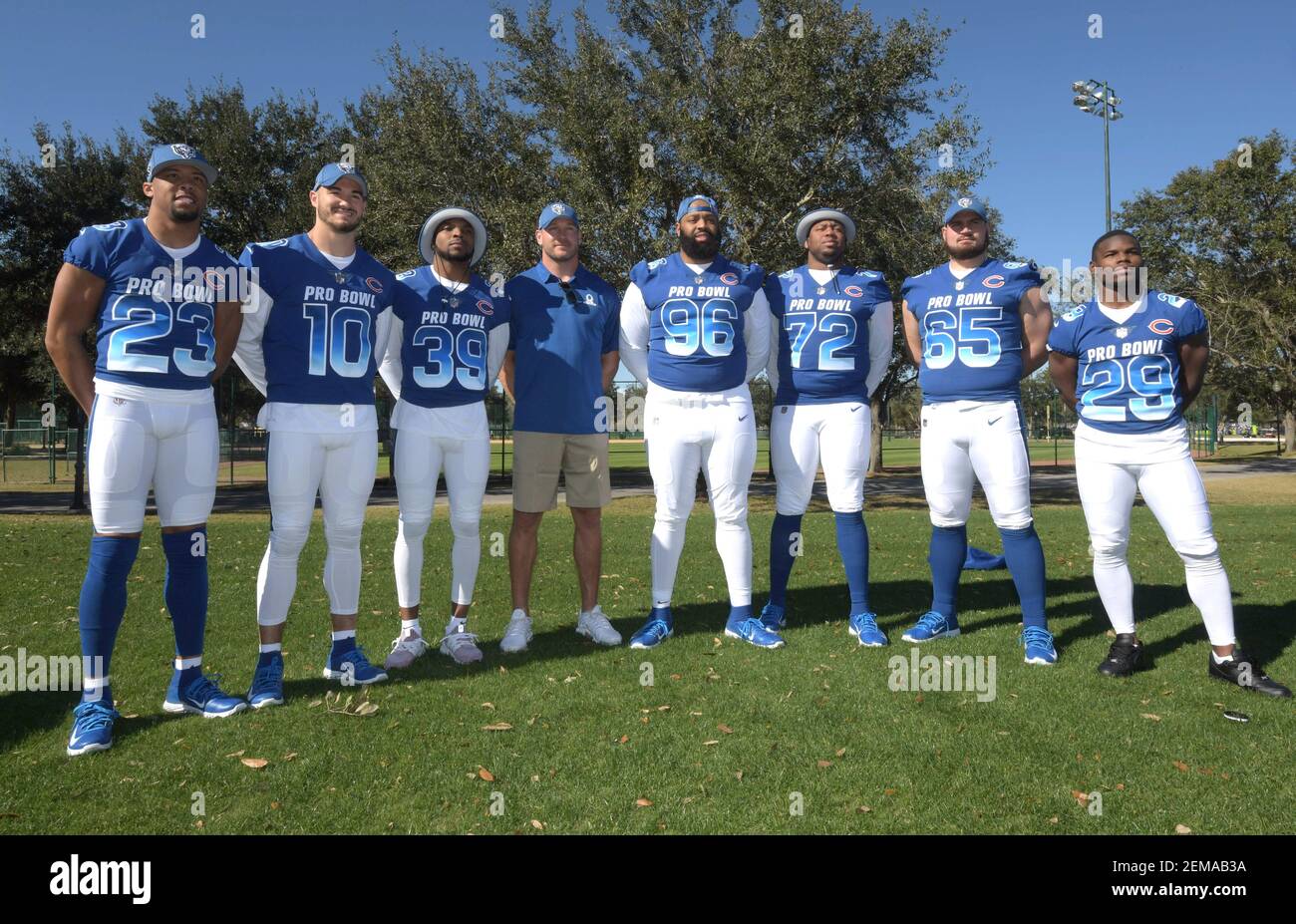 Jan 25 19 Kissimmee Fl Usa Chicago Bears Cornerback Kyle Fuller 23 Quarterback Mitchell Trubisky 10 Safety Eddie Jackson 39 Former Linebacker Brian Urlacher Defensive Tackle Akeem Hicks 96 Tackle Charles Leno