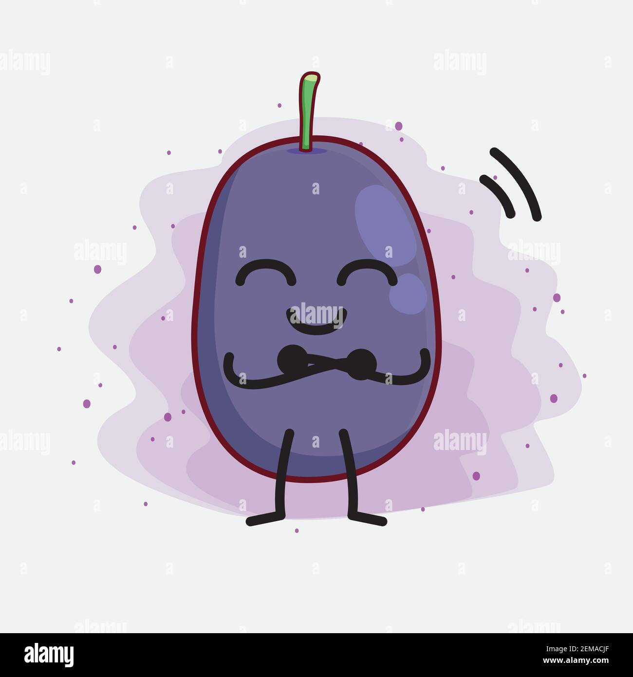 Vector Illustration of Java Plum Fruit Character with cute face, simple ...